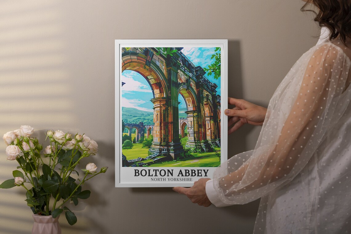 Bolton Abbey North Yorkshire Priory Ruins Arches Travel Poster - Image 3
