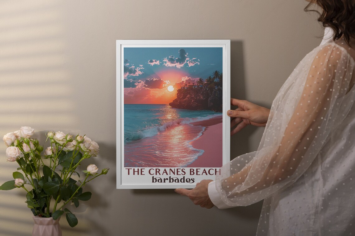 Crane Beach Barbados Vintage Travel Poster - Image 3
