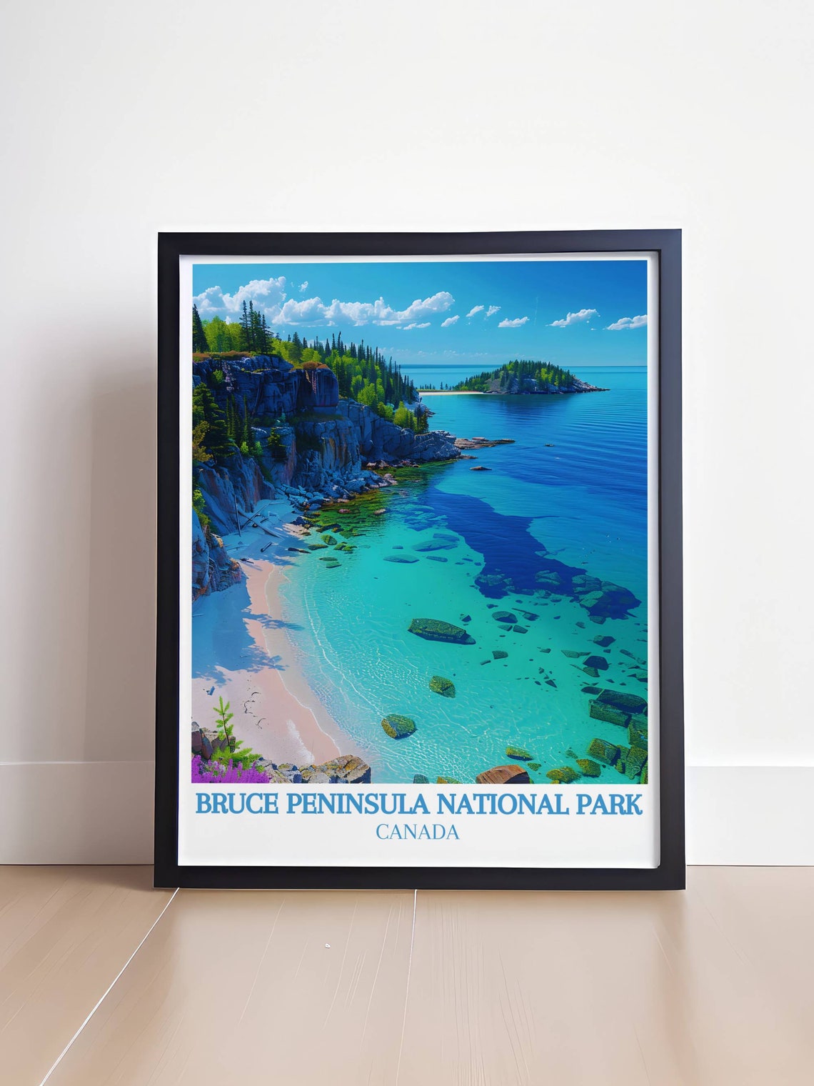 Bruce Peninsula Turquoise Cove Sandy Beach Canada Travel Poster - Image 4