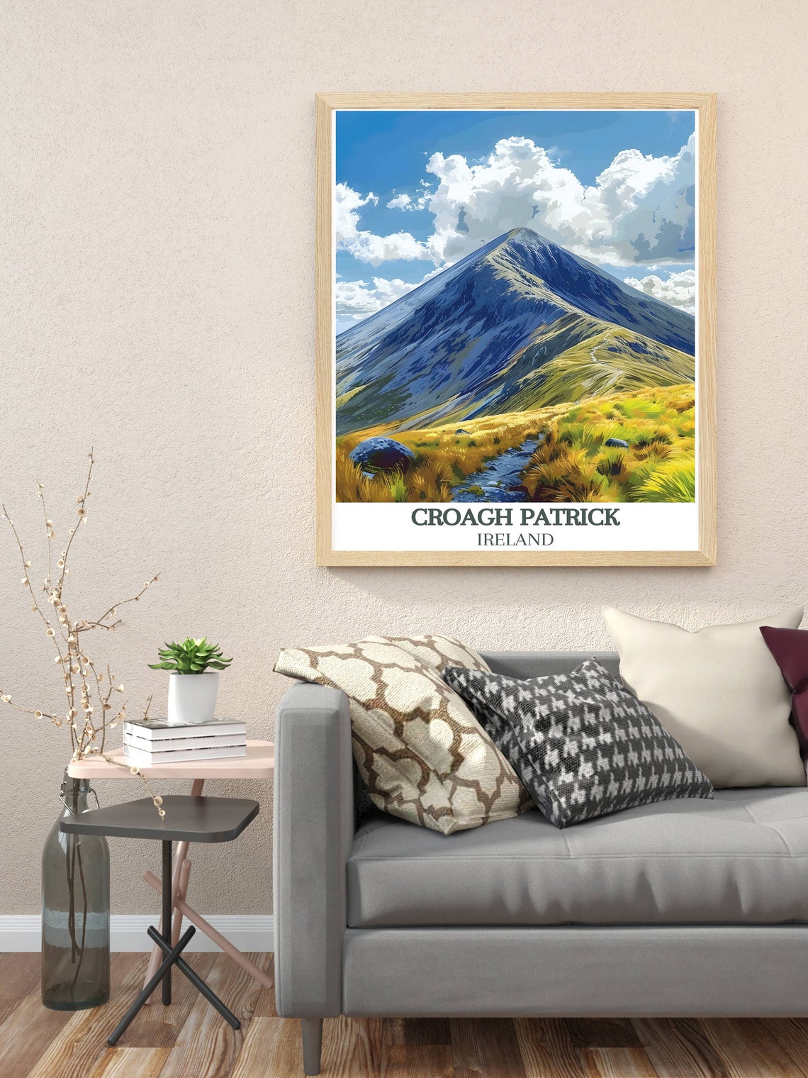 Croagh Patrick Ireland Summit Cone with Golden Grass Trail Poster - Image 3