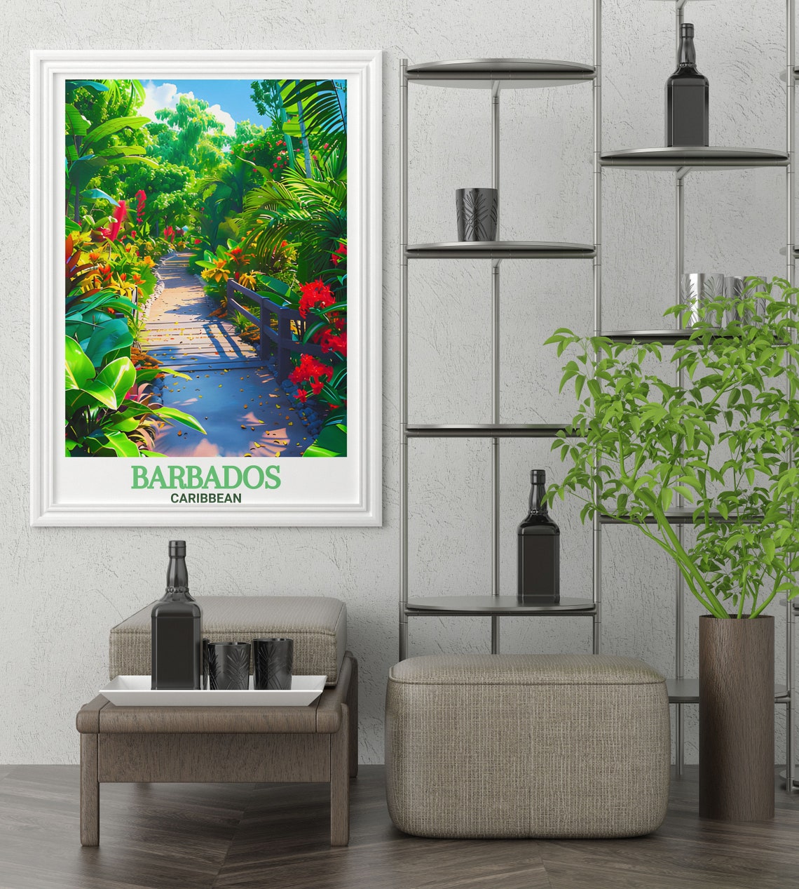 Barbados Andromeda Botanic Tropical Garden Path Caribbean Poster - Image 3
