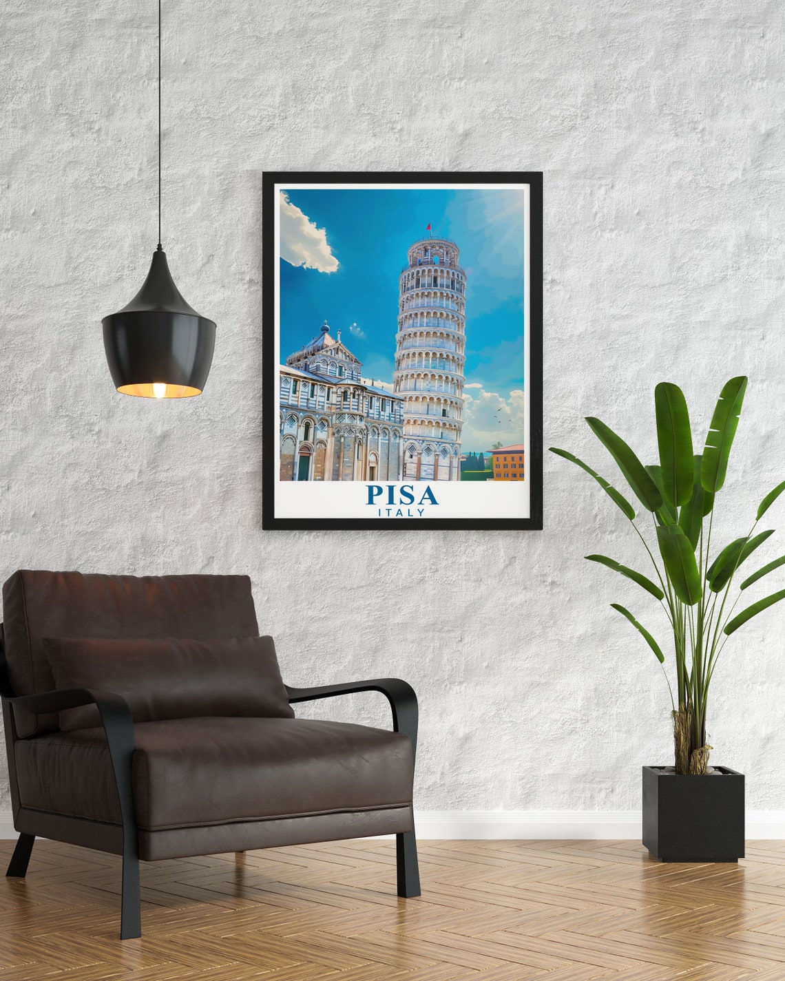 Pisa Leaning Tower Cathedral Piazza Italy Square Travel Poster - Image 2