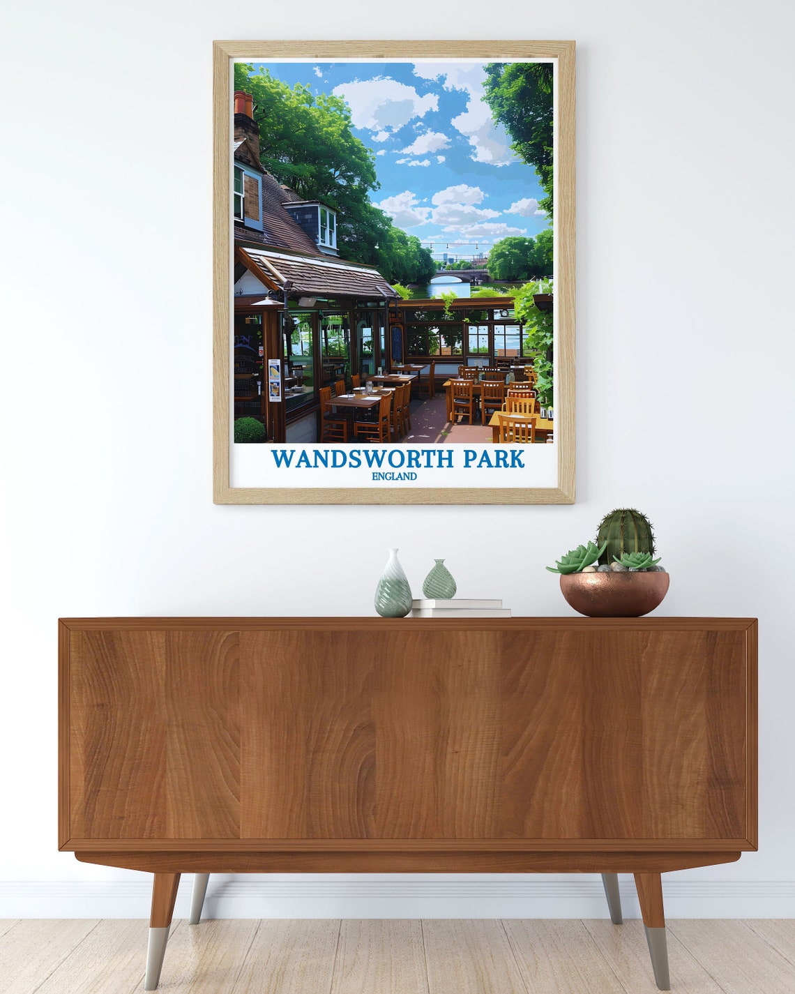 Wandsworth Park London Riverside Cafe Terrace Summer Art Print - Image 3