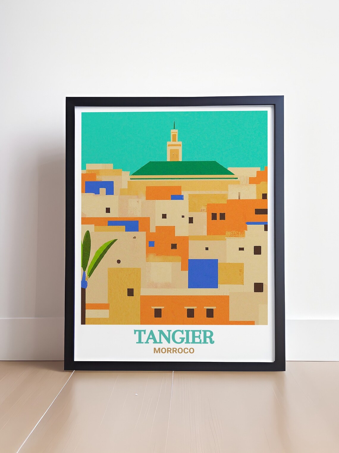 Tangier Morocco Medina Minaret Geometric Vintage Style Travel Poster - Image 4