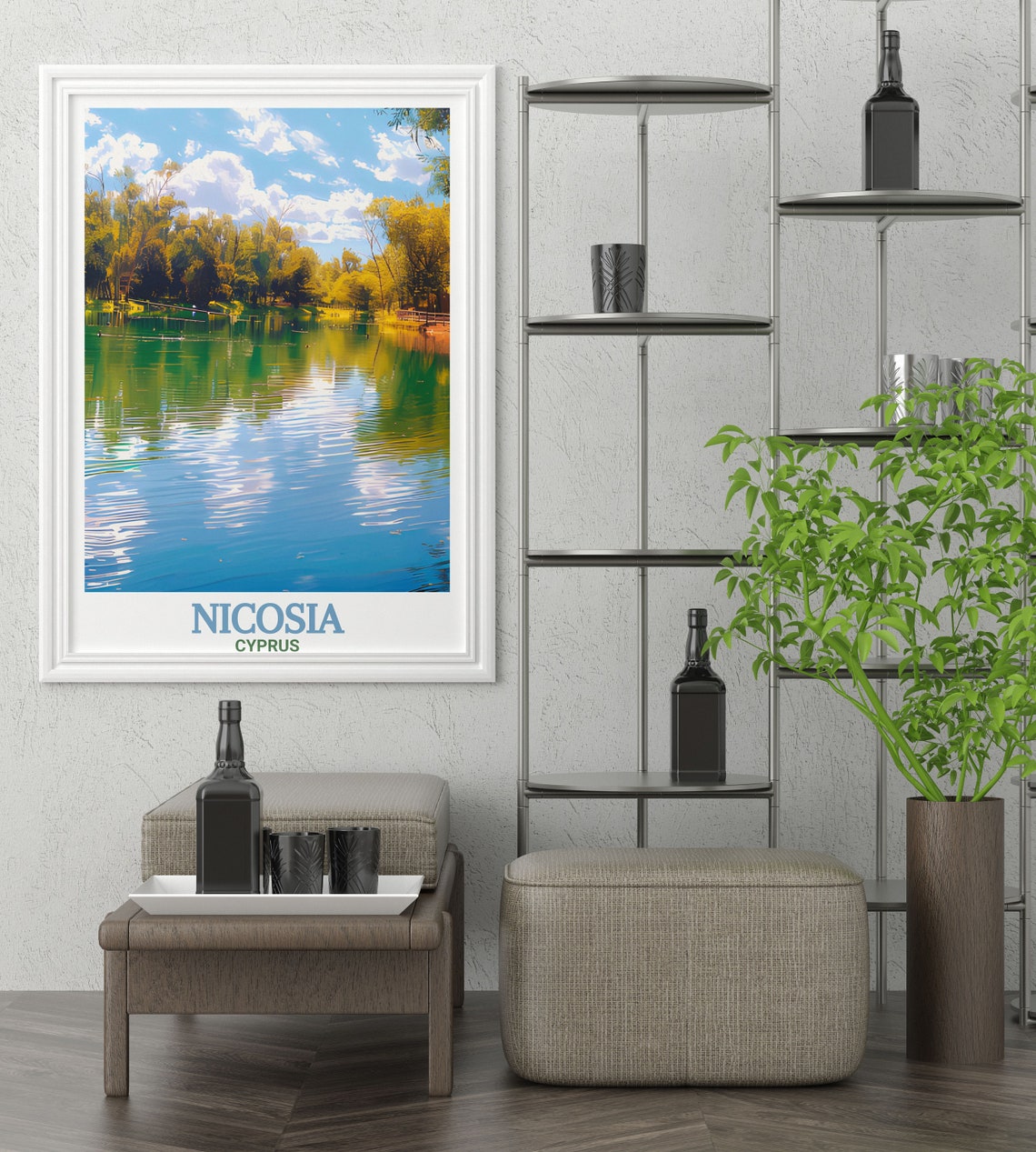 Nicosia Emerald Lake Lush Green Trees Tranquil Nature Travel Poster - Image 3
