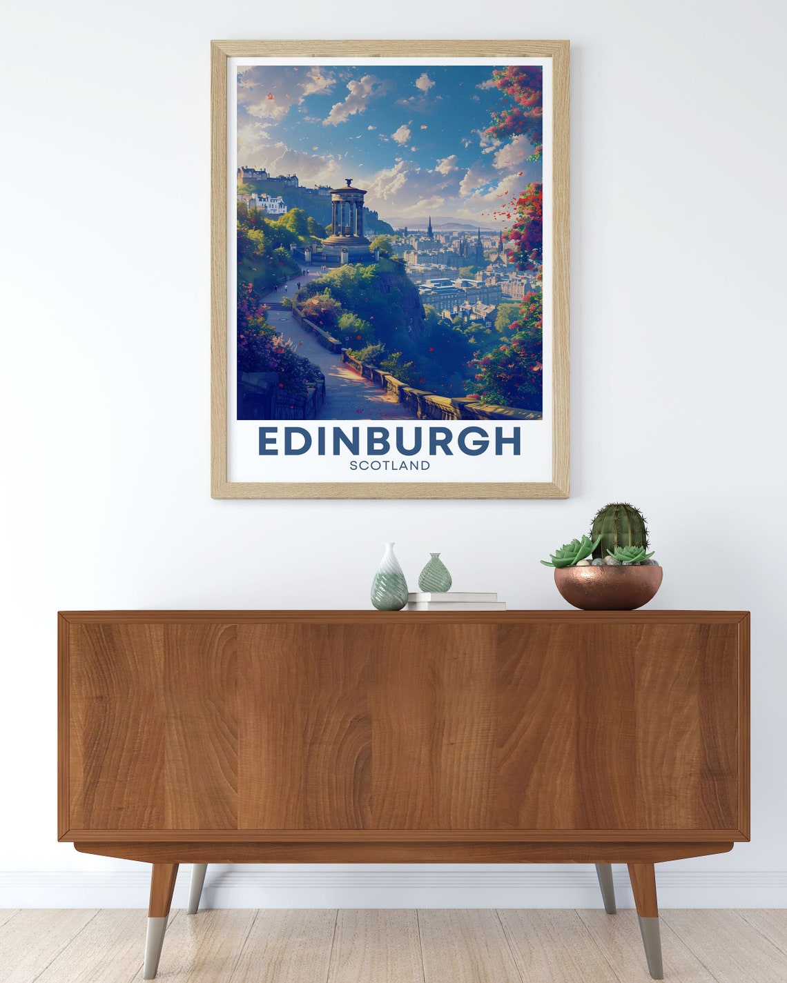 Edinburgh Scotland Calton Hill Monument Spring City Panorama Poster - Image 3