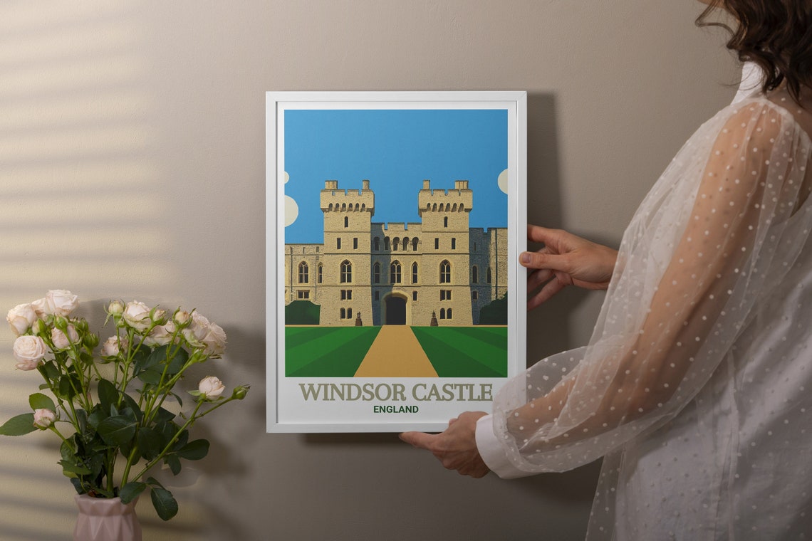 Windsor Castle Front Towers And Green Lawn England Travel Poster - Image 2