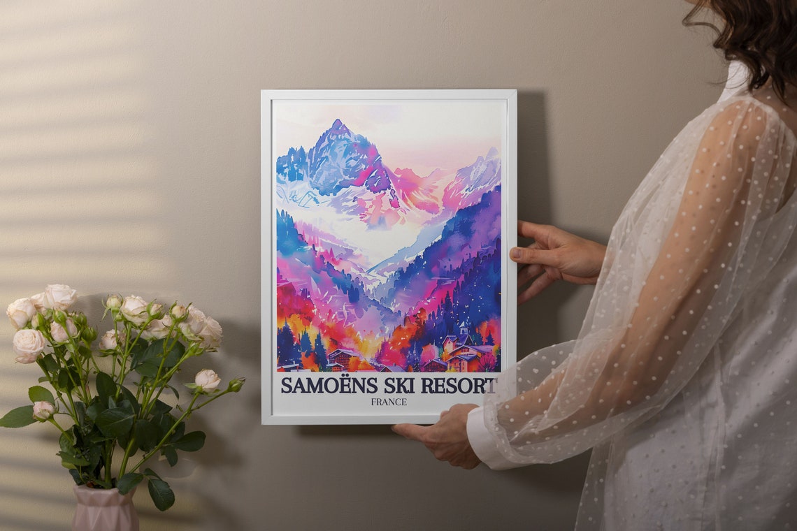 Samoens Travel Poster Mont Blanc Grand Massif French Alps Decor Mont Blanc Grand Massif French Alps Art French Alps Travel Poster - Image 3