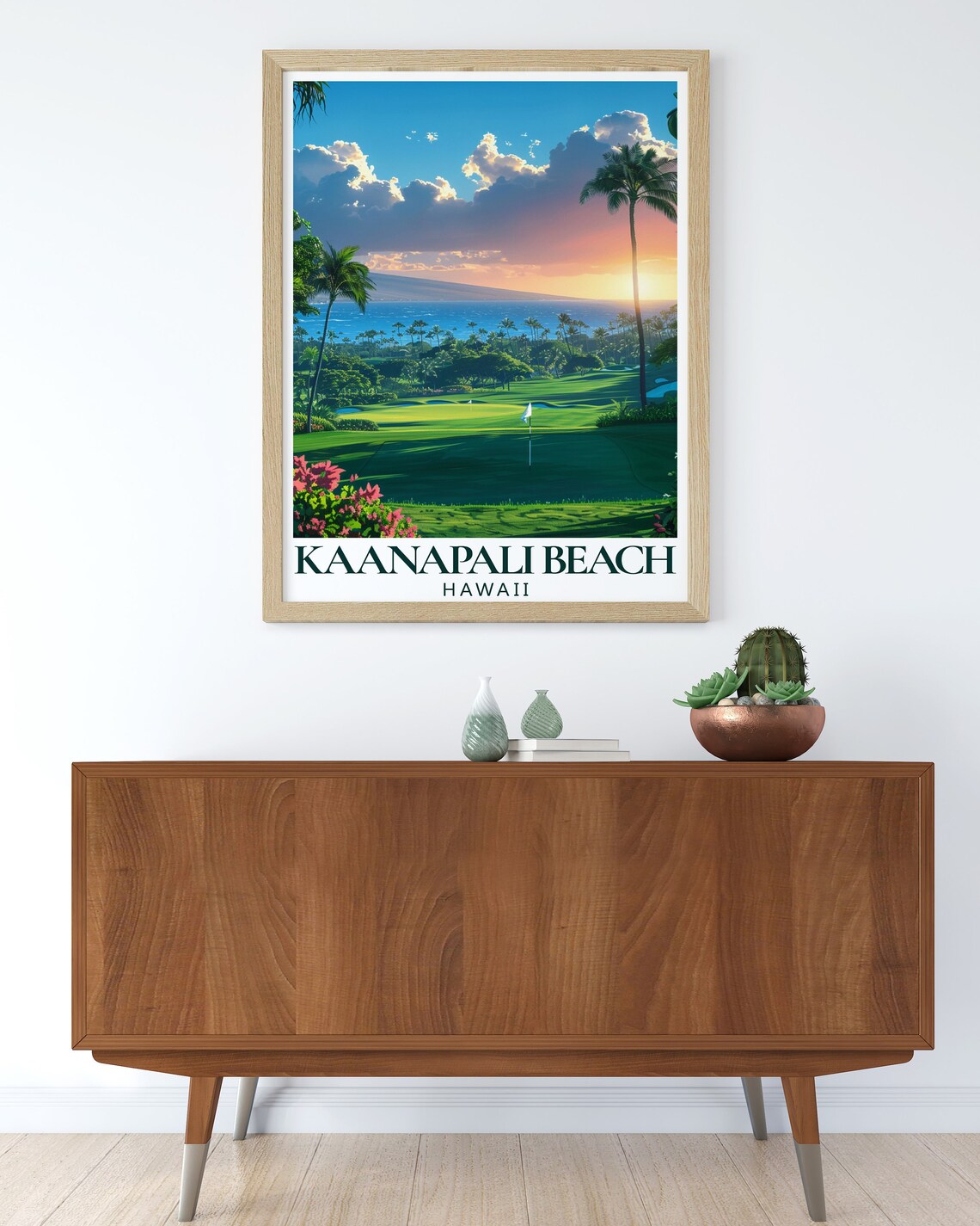 Kaanapali Beach Hawaiian Travel Poster, Maui Seascape - Image 2