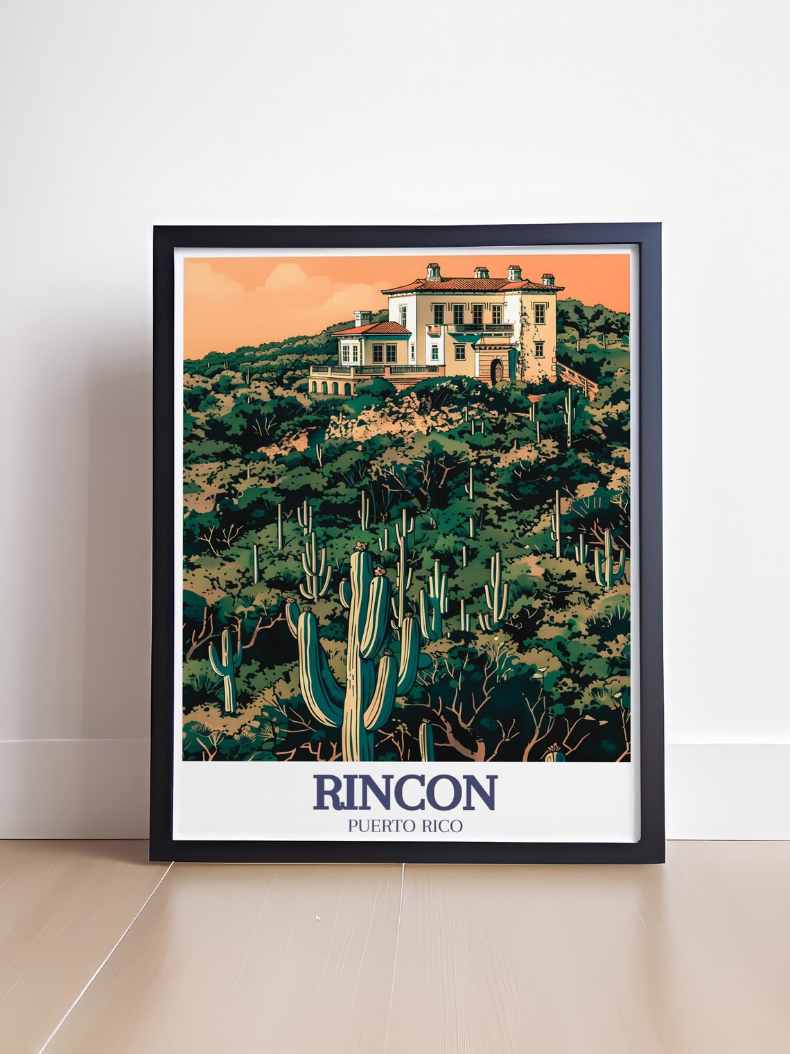 Rincon Puerto Rico Hilltop Mansion Cactus Garden Travel Poster - Image 4