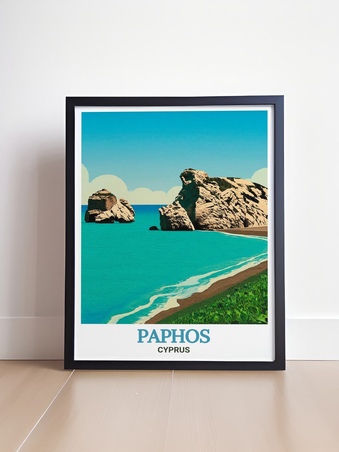 Paphos Cyprus Aphrodites Rock Turquoise Sea Cliffs Beach Poster - Image 4