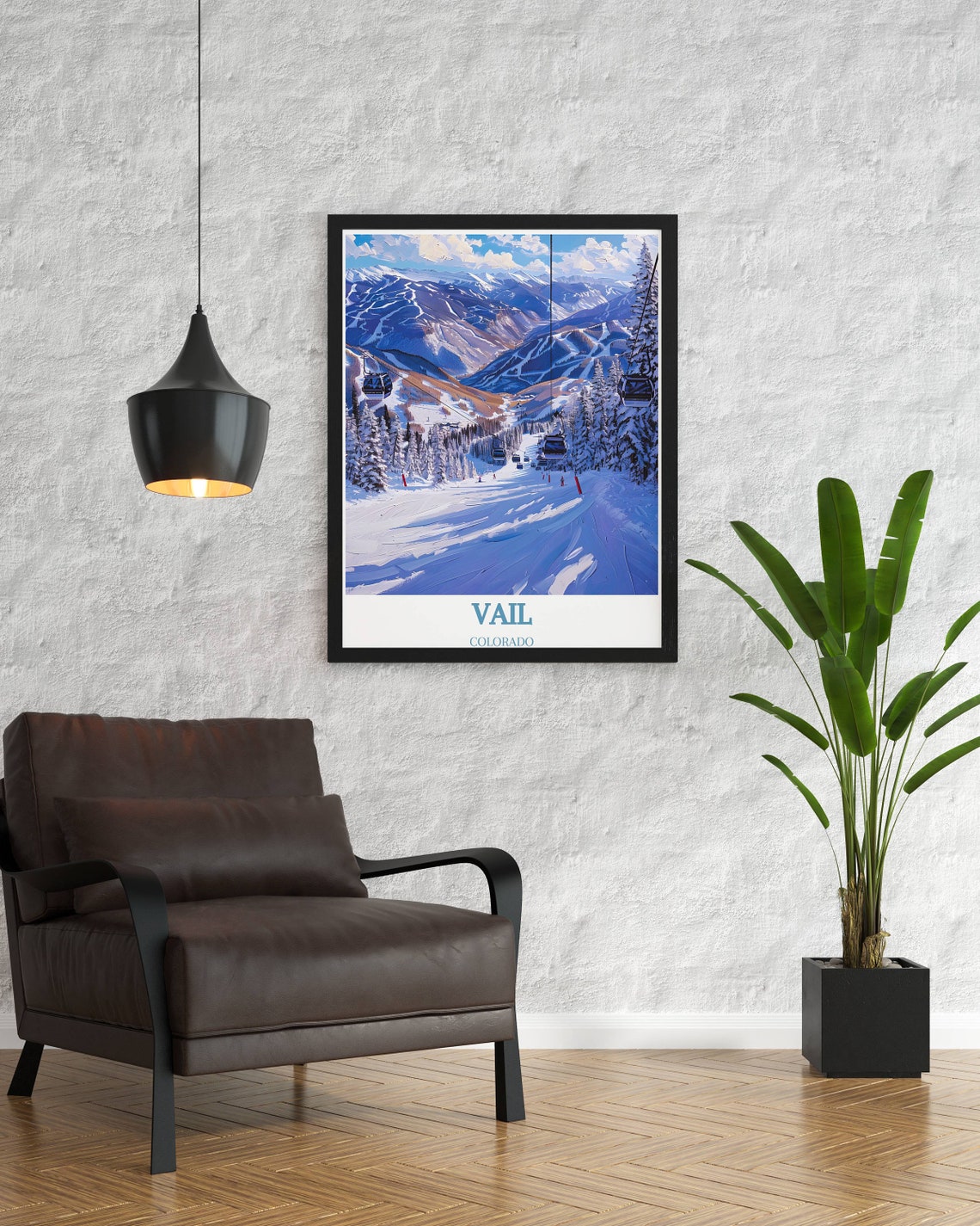 Vail Colorado Gondolas Over Snowy Mountain Slopes Winter Poster - Image 2