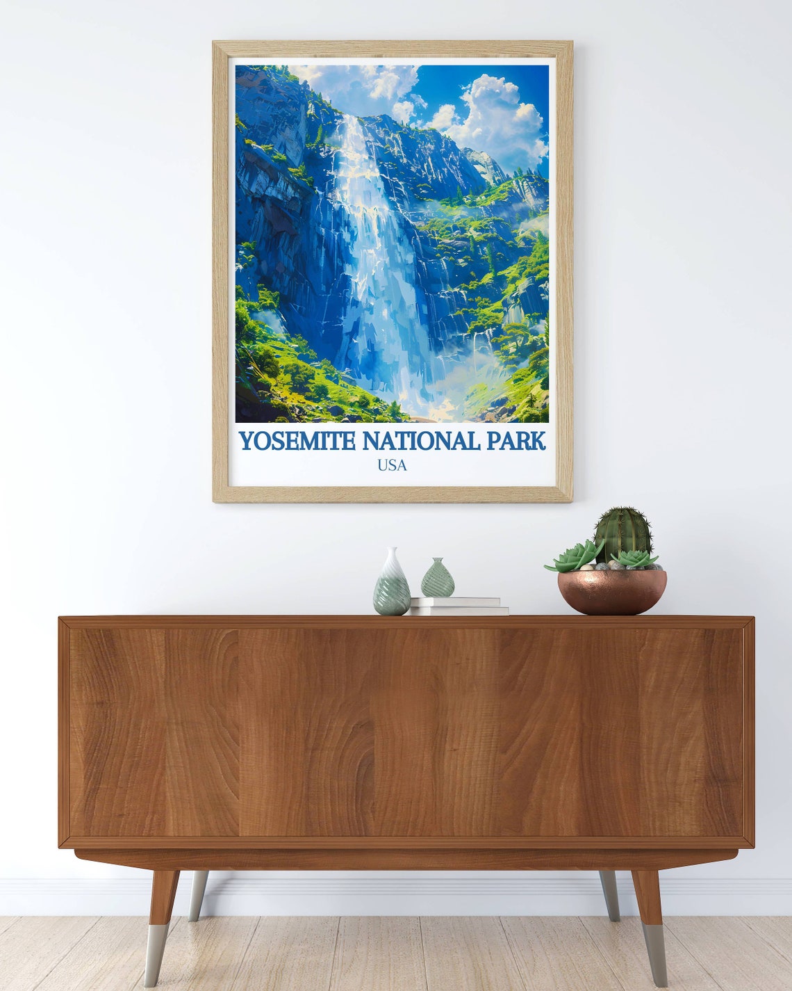 Yosemite National Park USA Tall Waterfall Granite Cliffs View Poster - Image 3