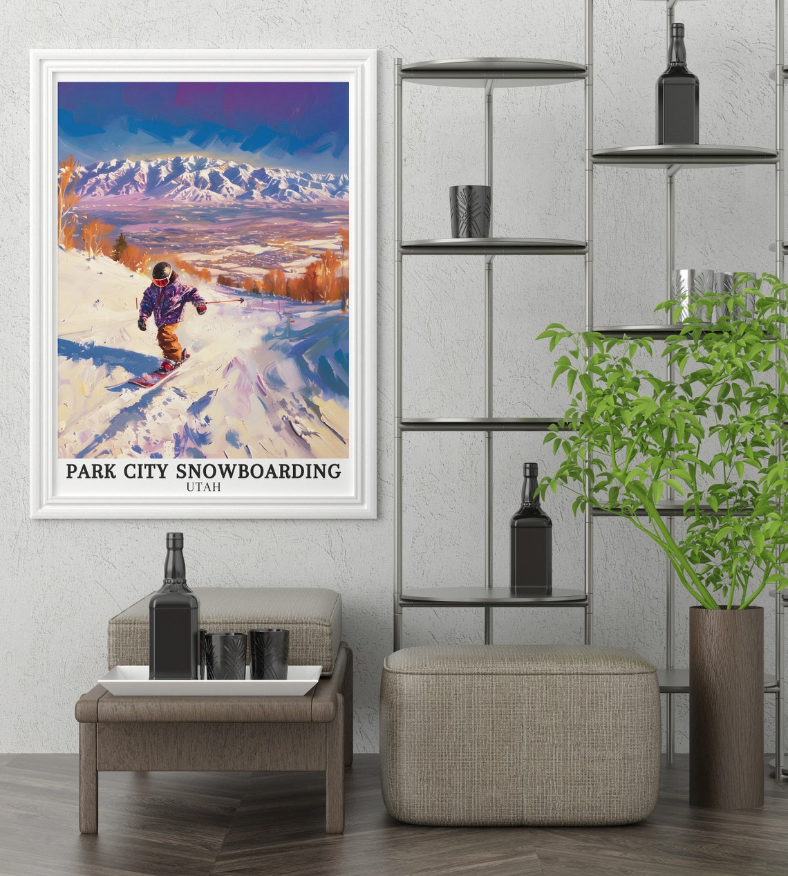 Park City Snowboarding Utah Sunrise Descent Wasatch View Poster - Image 2