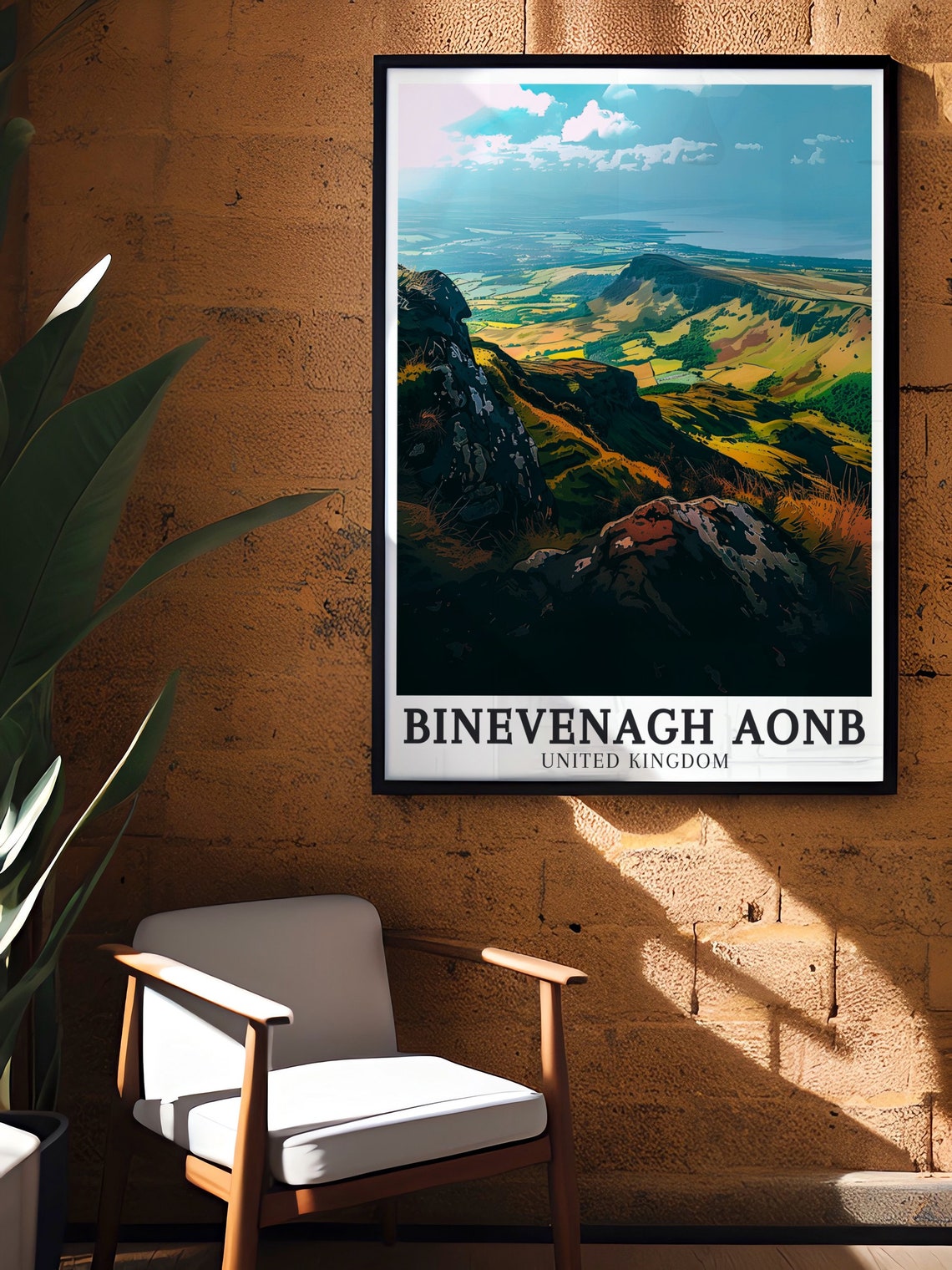 Binevenagh AONB Rocky Cliffs Valley View United Kingdom Travel Poster - Image 3