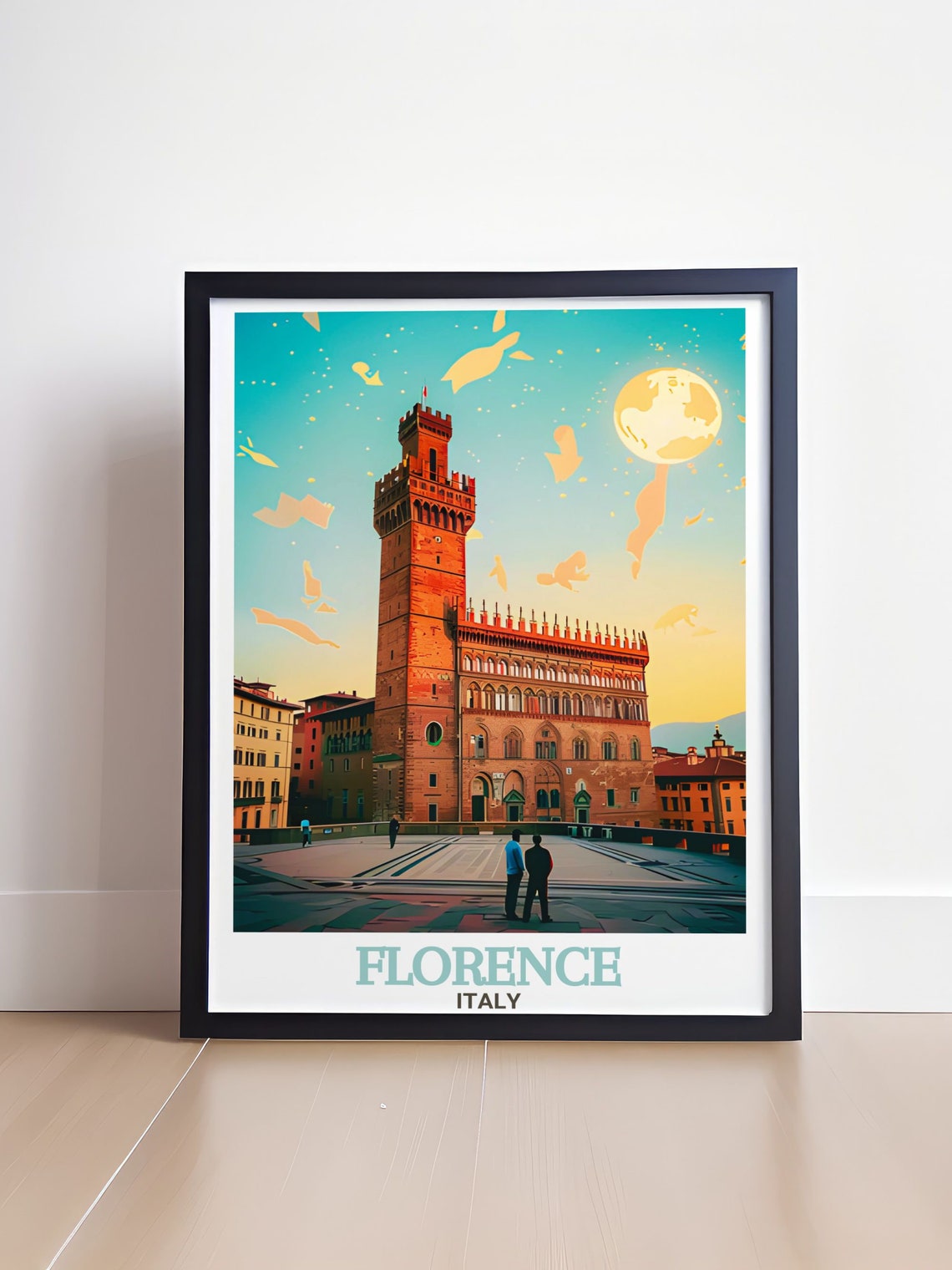 Florence Palazzo Vecchio Tower Piazza della Signoria Dusk Poster - Image 4