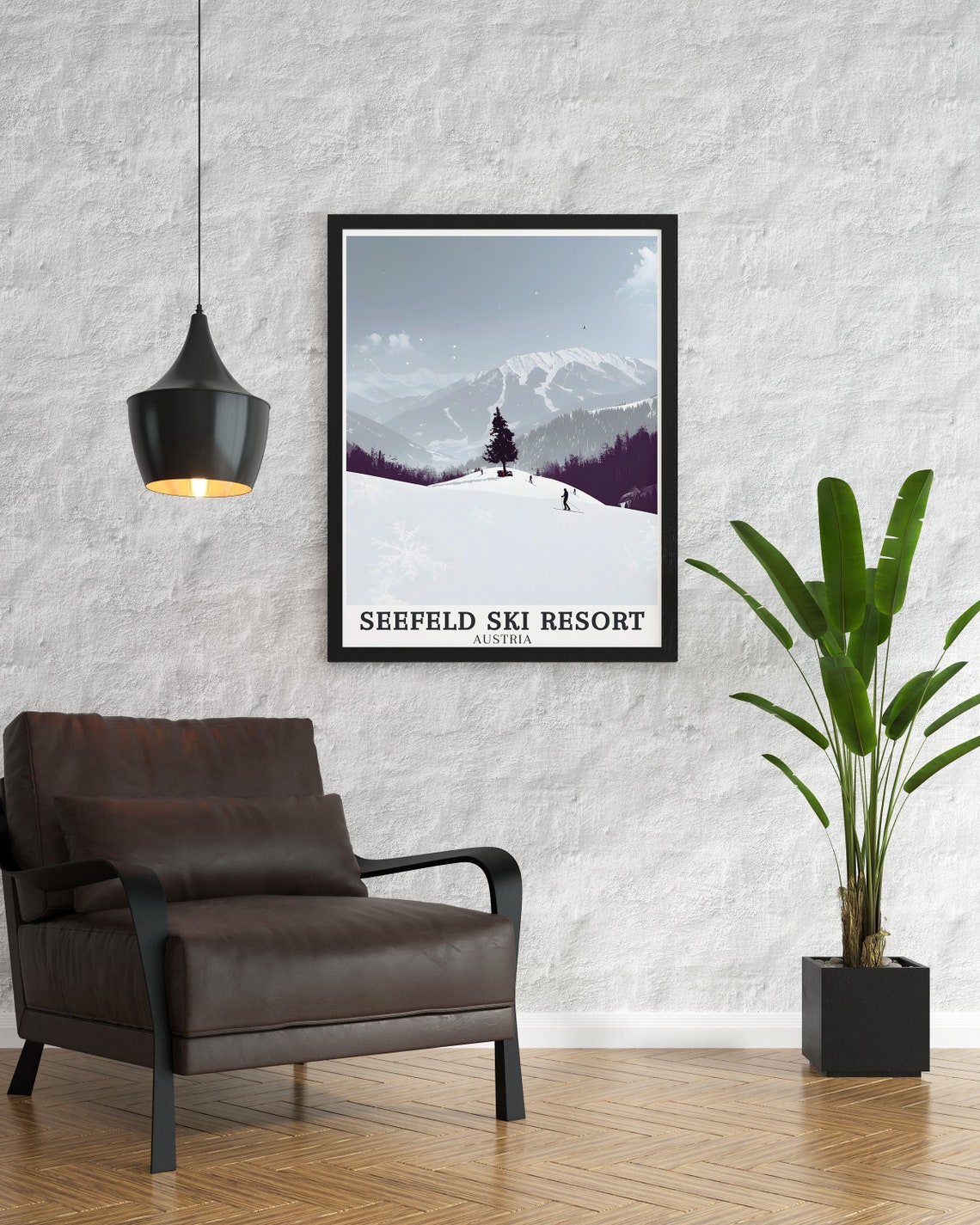 Seefeld Ski Resort Austria Minimalist Snow Pine Tranquil Poster - Image 2