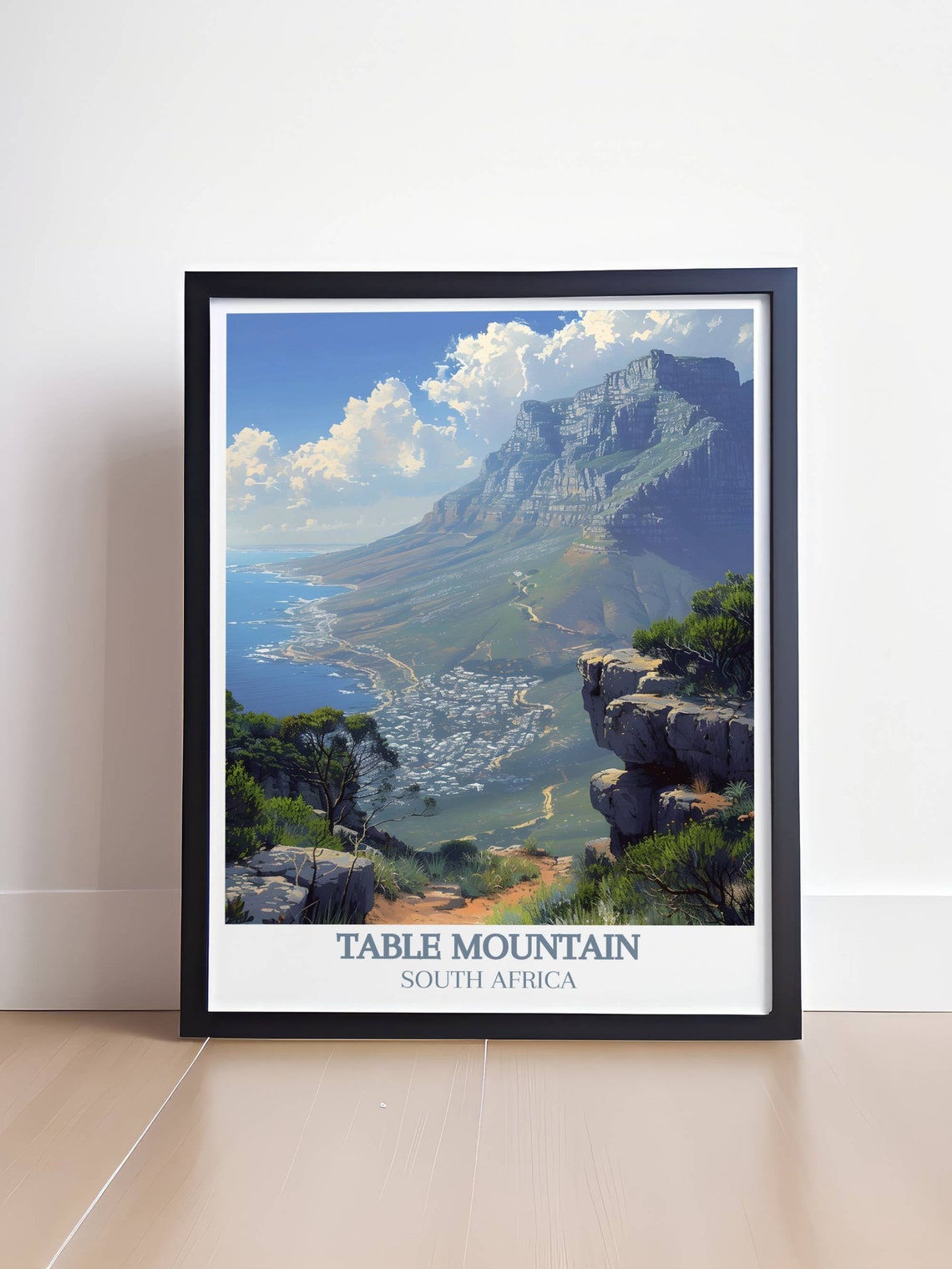 Table Mountain Cliff Overlook With Coastal Town Below Poster - Image 4