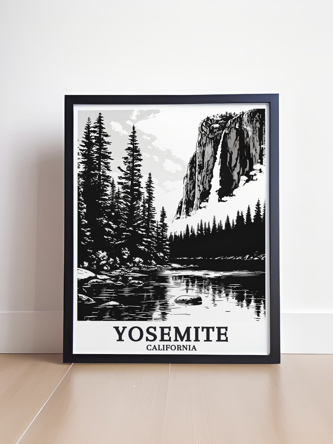 Yosemite El Capitan Monochrome Pine Forest California Poster - Image 4