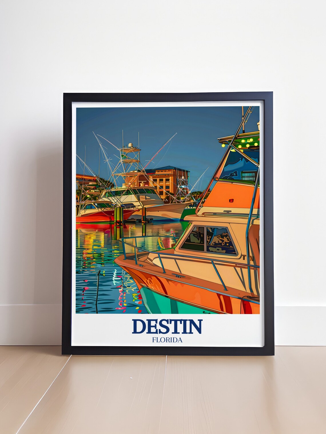 Destin Harborwalk Marina Fishing Boats Dusk Florida Travel Poster - Image 4