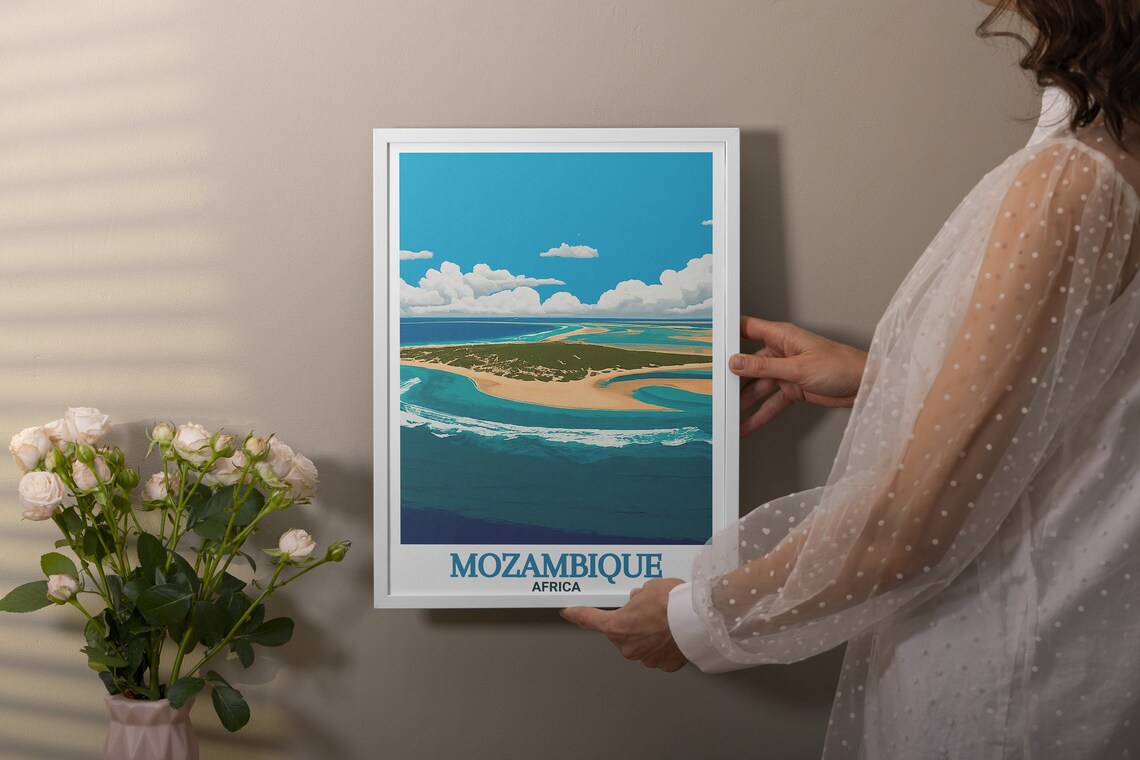 Mozambique Bazaruto Archipelago Aerial Island Lagoon Travel Poster - Image 2
