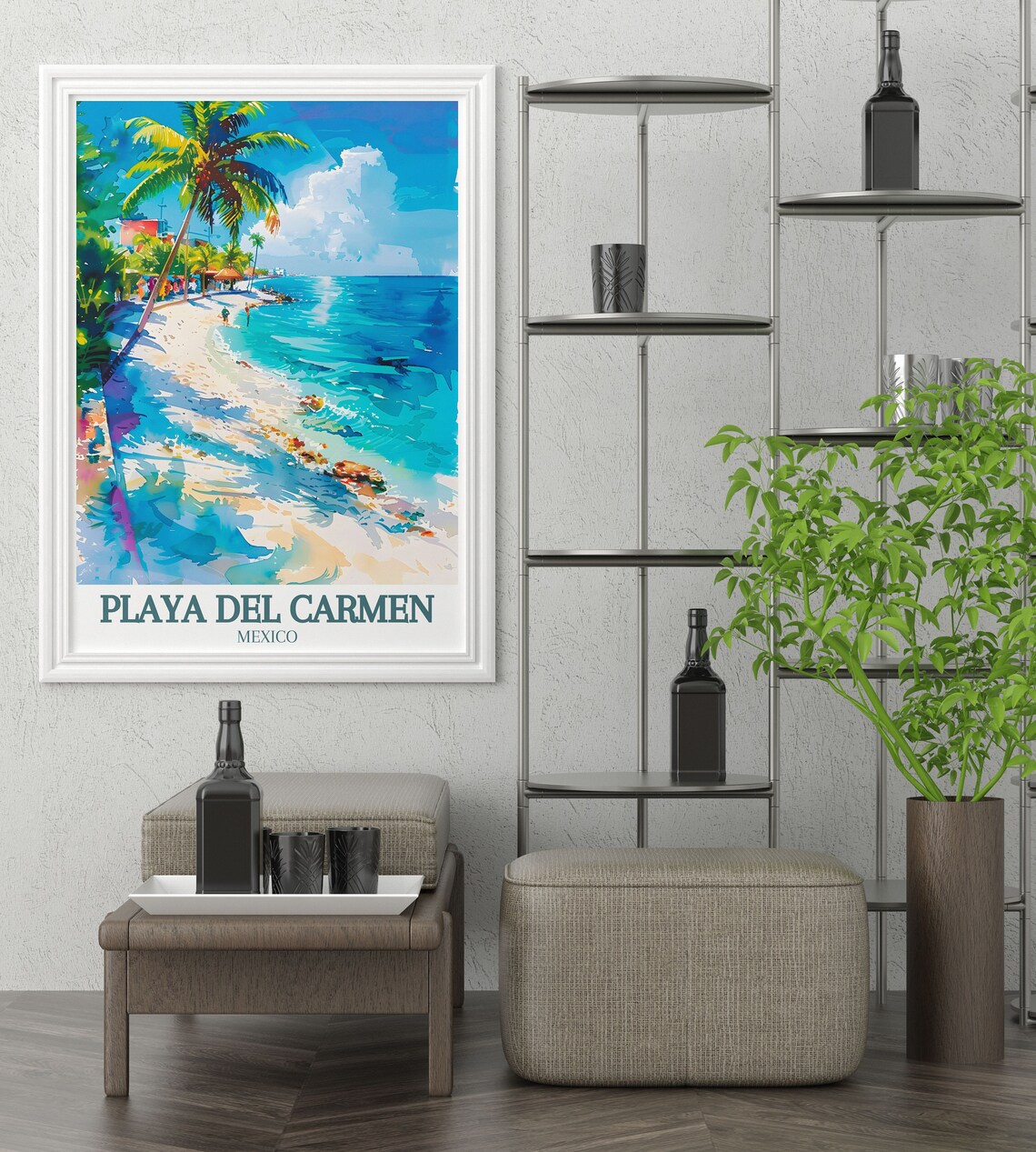 Playa del Carmen Mexico Palm Beach Caribbean Sea Turquoise Travel Poster - Image 2