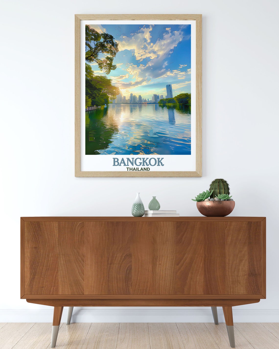 Bangkok Lumphini Park Lake Skyline Reflection At Sunrise Poster - Image 3