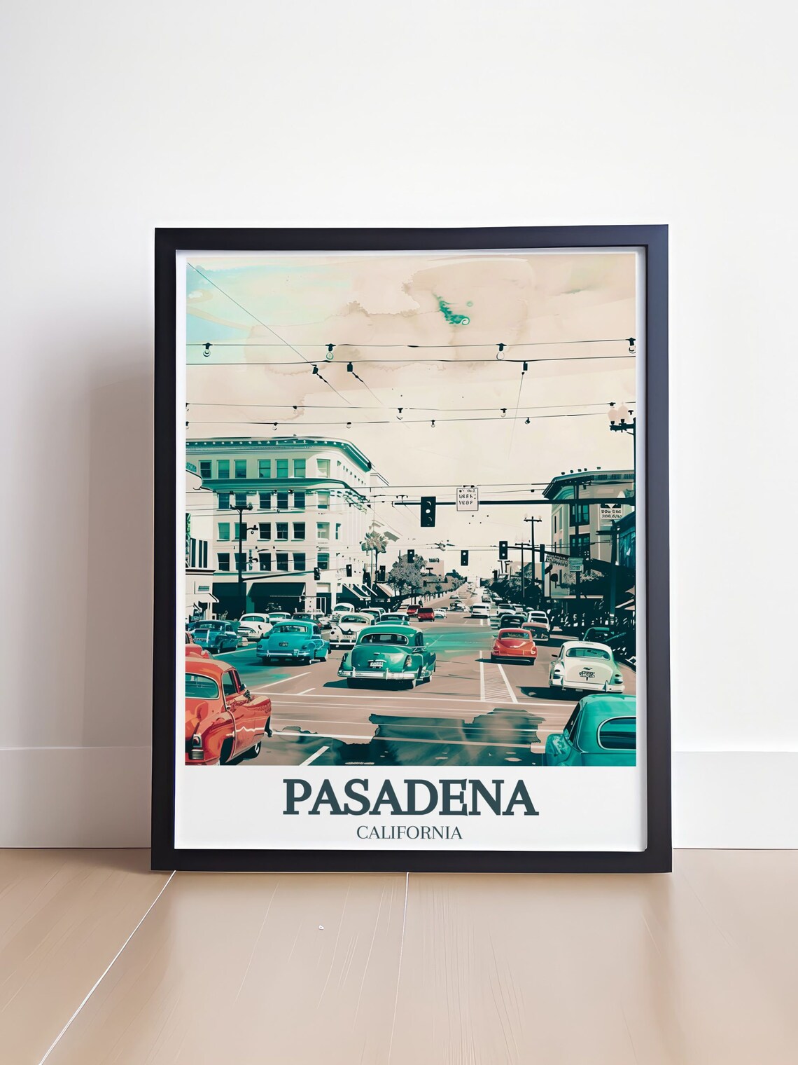Pasadena Vintage Main Street Classic Cars California Retro Poster - Image 4