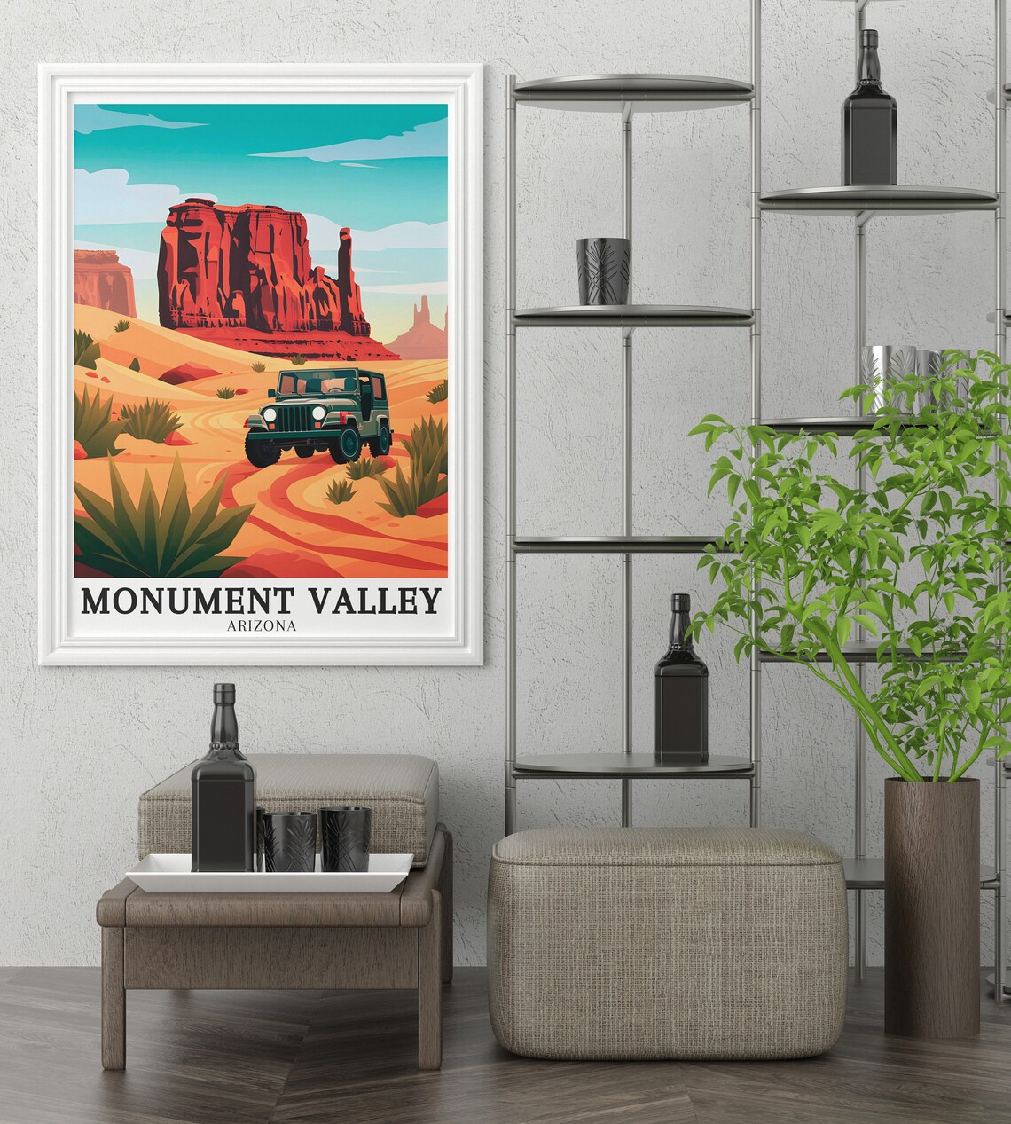 Monument Valley Arizona Jeep Desert Road Adventure Travel Poster - Image 2