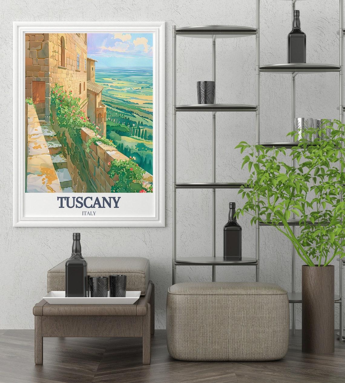 Tuscany Travel Poster Pienza San Quirico D Orcia Print For Italy Art Lovers Pienza San Quirico D Orcia Print For Italy Art Lovers - Image 3