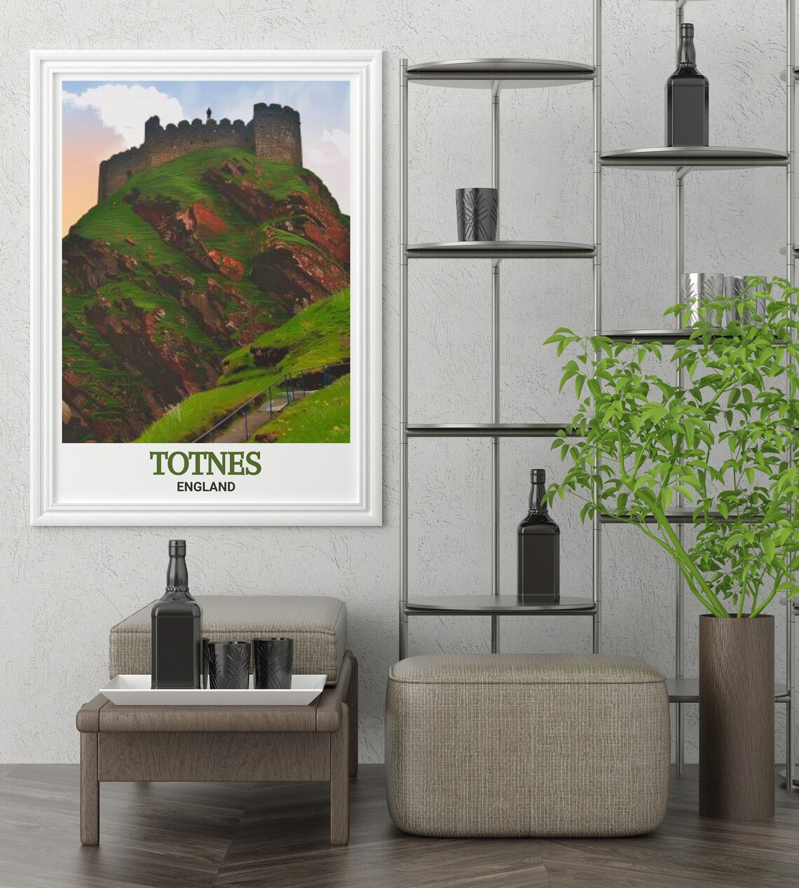 Totnes England Castle On The Hill Golden Sunset Travel Poster - Image 2