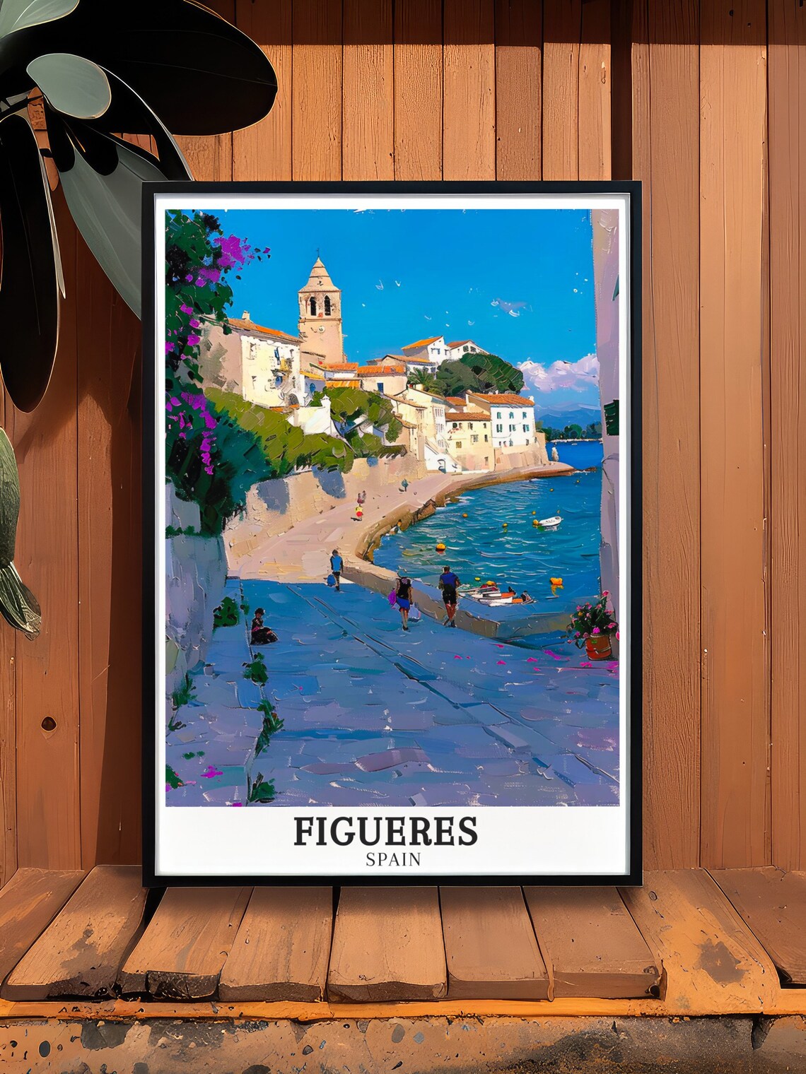 Figueres Spain Coastal Promenade Church Tower Seaside Travel Poster - Image 2
