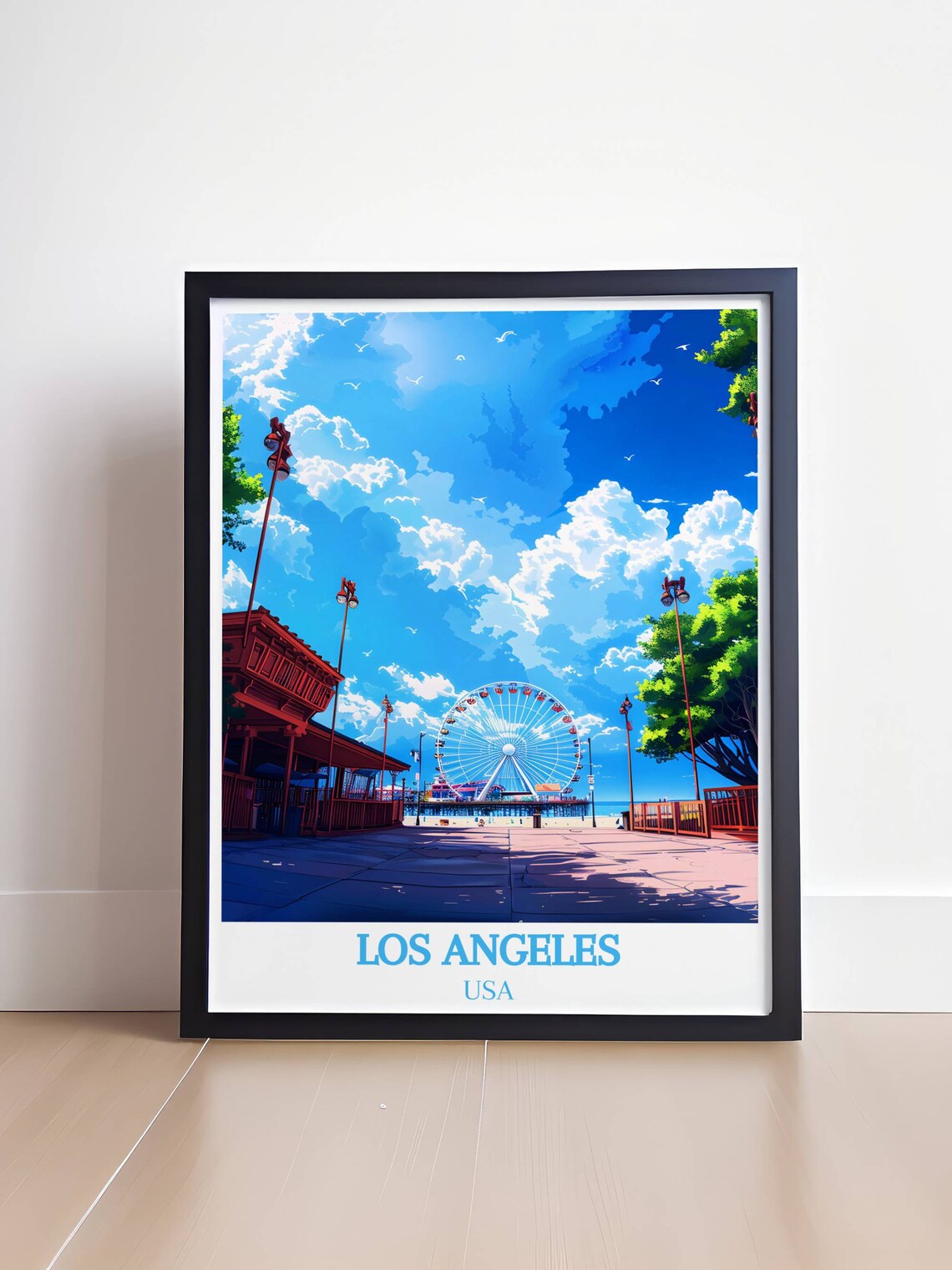 Los Angeles USA Santa Monica Pier Ferris Wheel Boardwalk Poster - Image 4