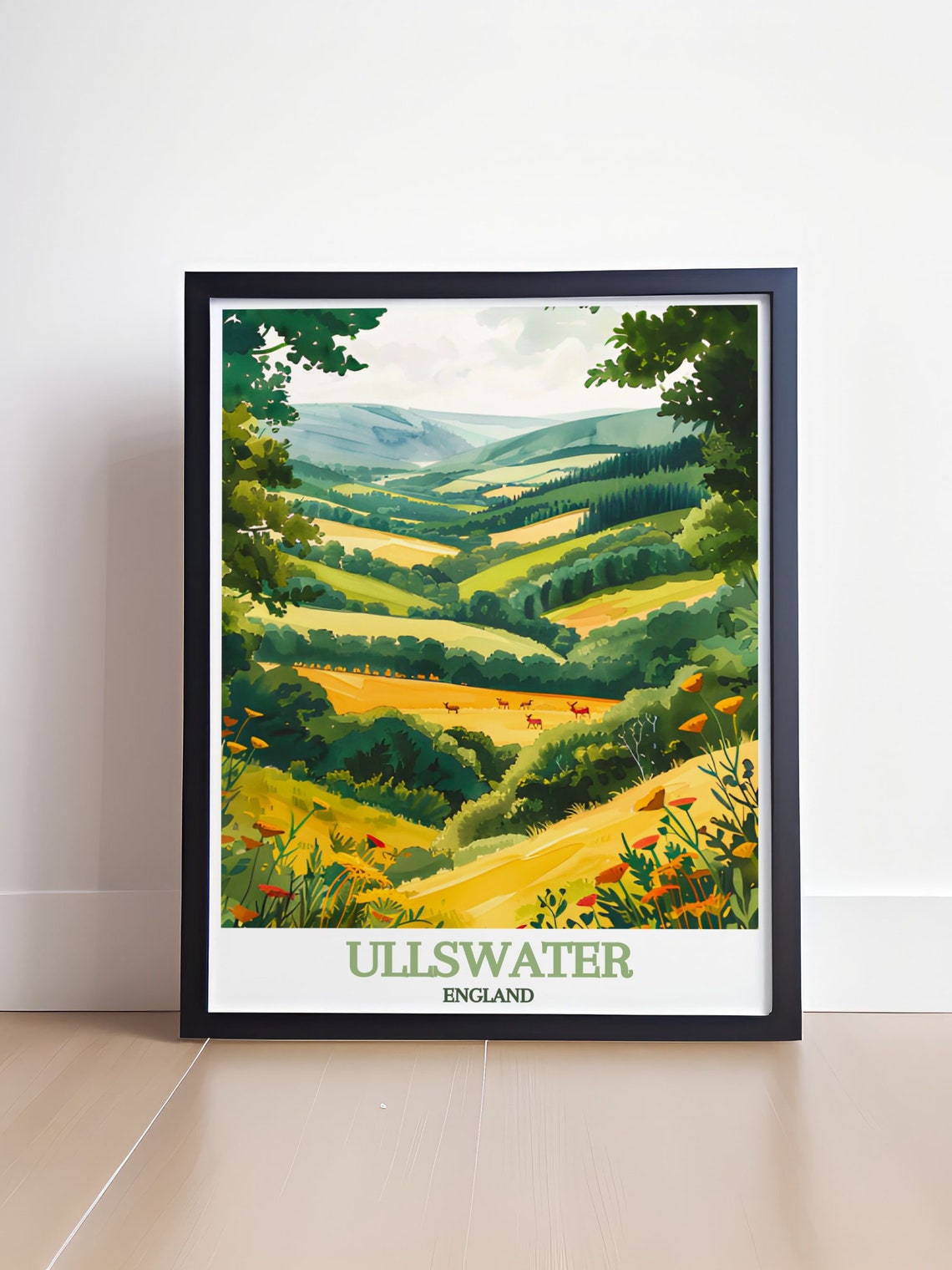 Martindale Deer Grazing in the Ullswater Green Valley Poster - Image 4