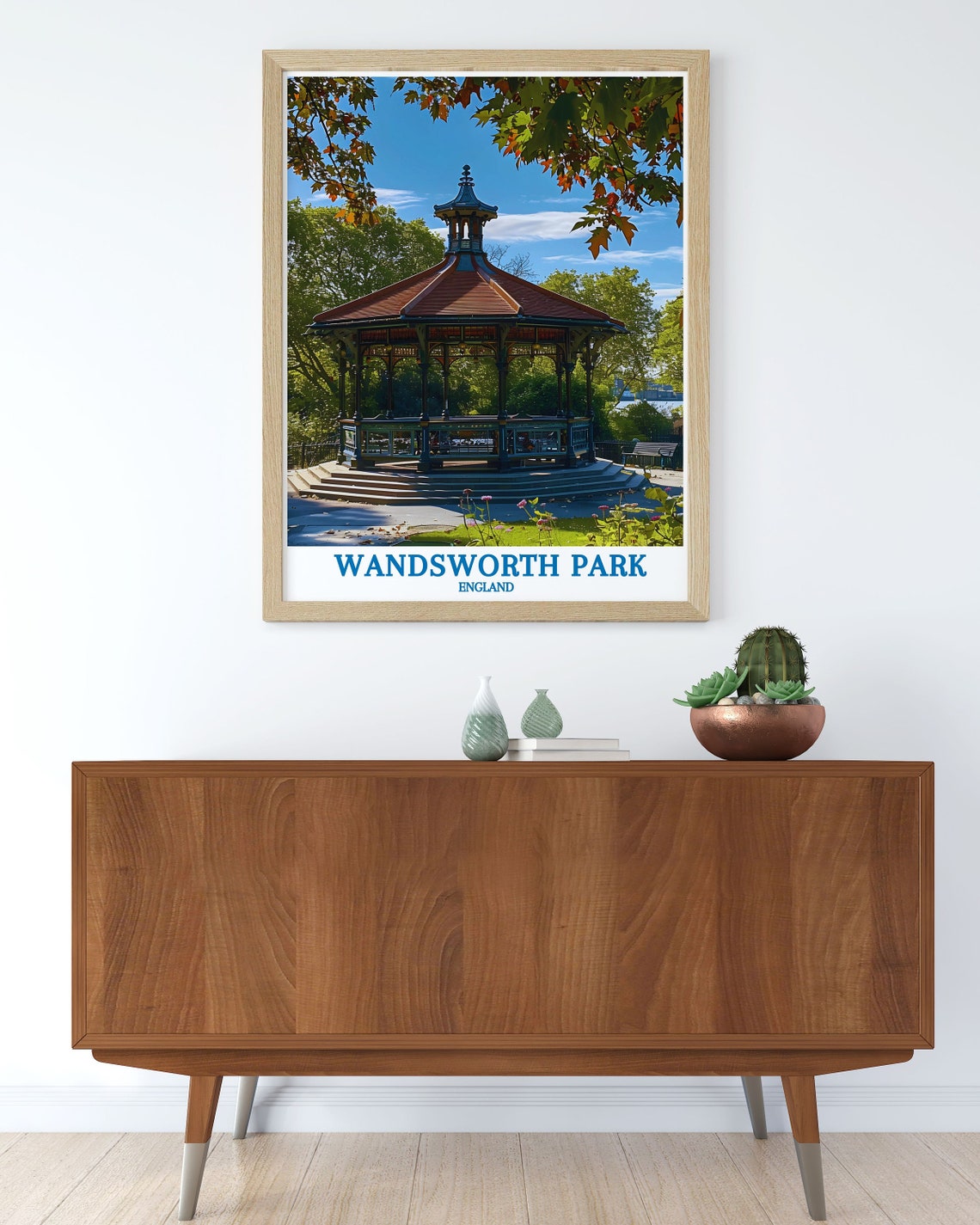 Wandsworth Park London Bandstand Greenery Sunny Travel Poster - Image 3