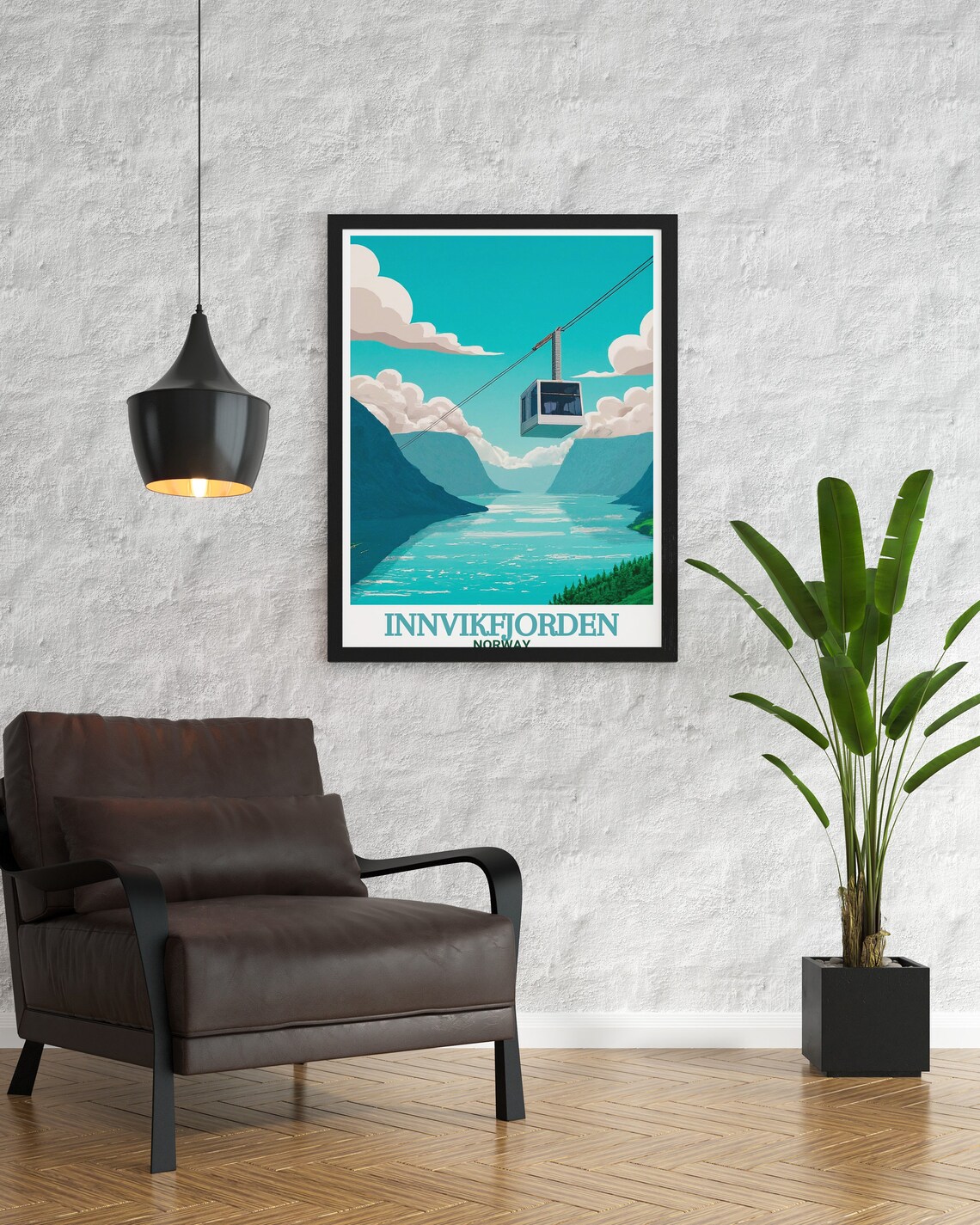 Innvikfjorden Norway Loen Skylift Cable Car Fjord View Travel Poster - Image 3
