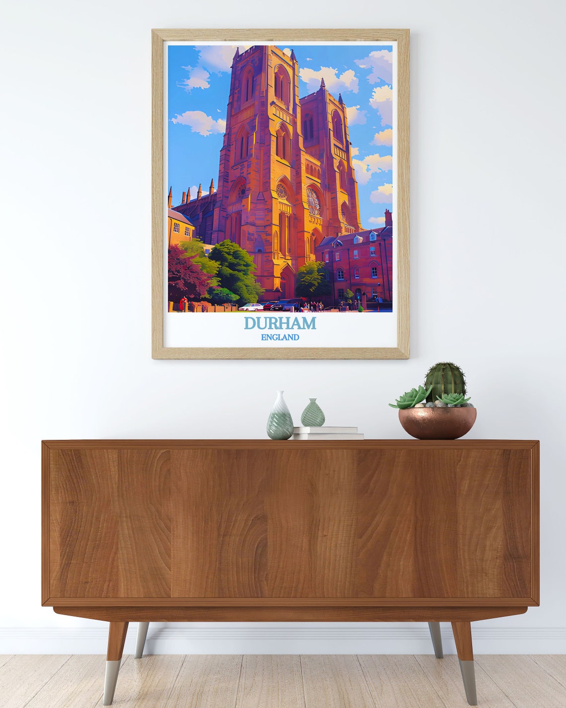 Durham England Cathedral Golden Stone Facade Landmark Poster - Image 2