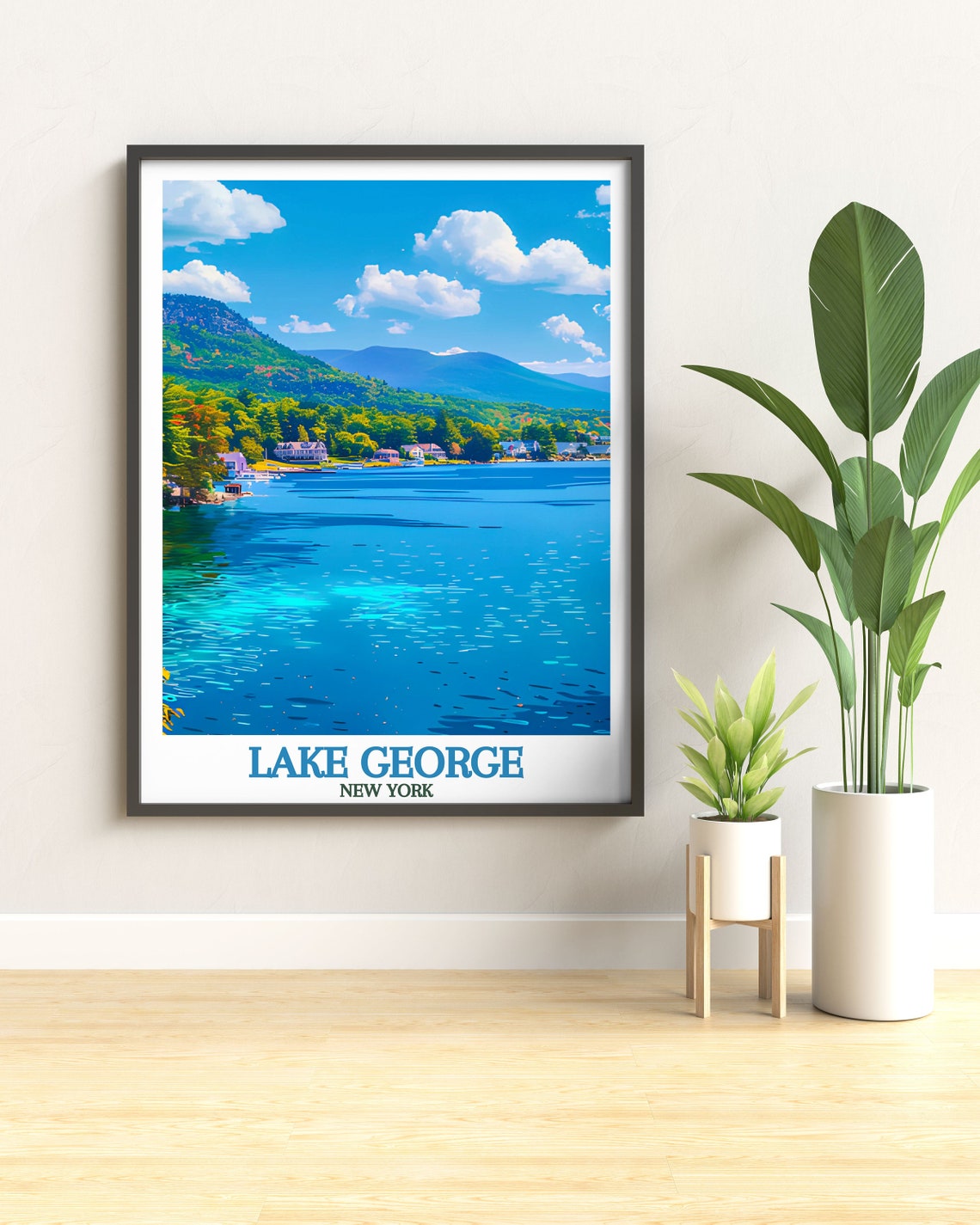 Lake George Lakeside Village Mountains Tranquil New York Poster - Image 2