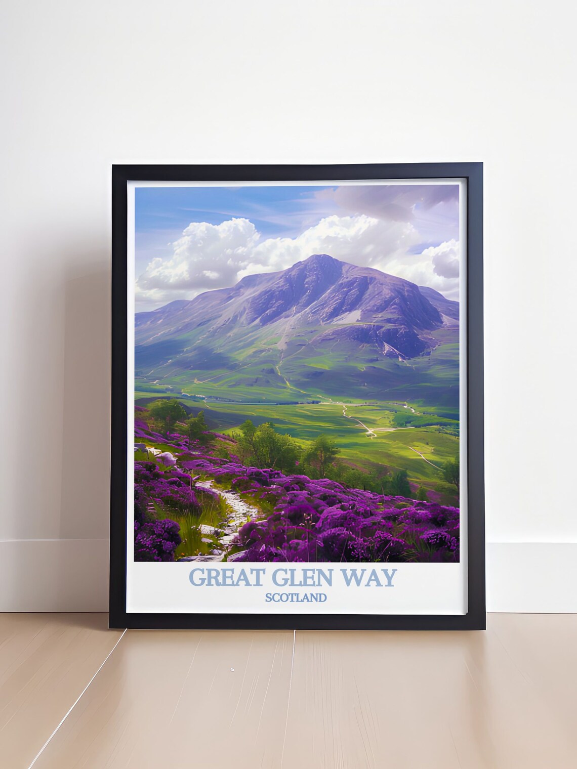 Great Glen Way Scotland Heather Hills Mountain Trail Travel Poster - Image 4