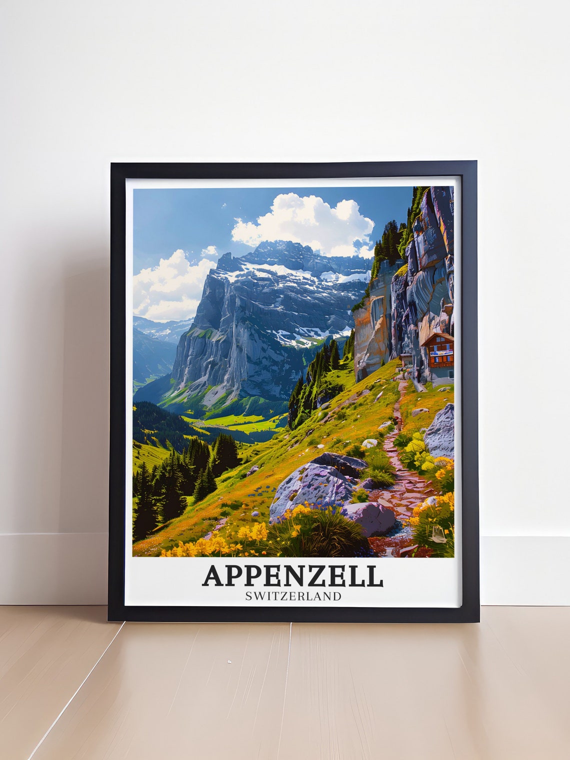 Appenzell Ebenalp Mountain Cliff Guesthouse Switzerland Travel Poster - Image 4