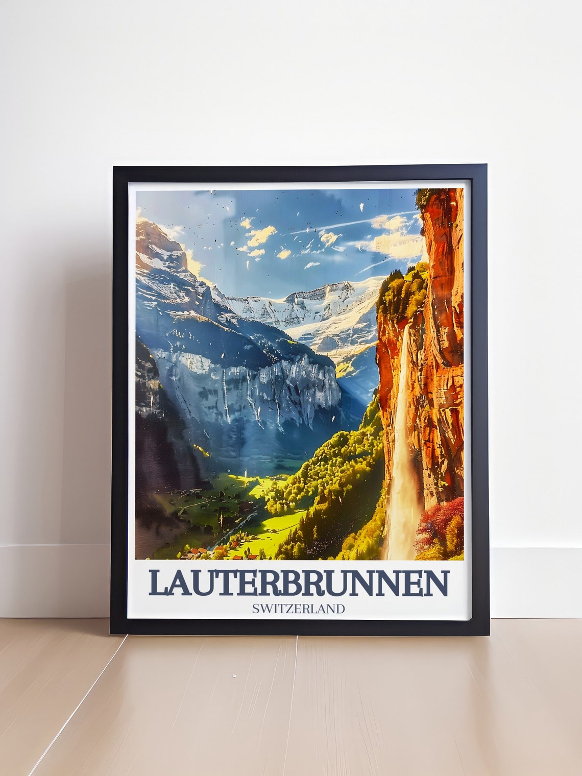 Lauterbrunnen Switzerland Valley Waterfall Swiss Alps Scene Poster - Image 4