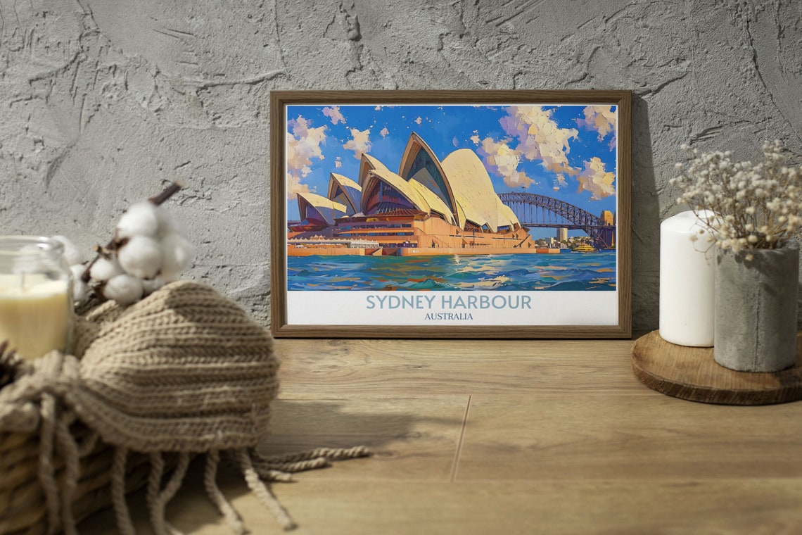 Sydney Harbour Opera House Close Up Blue Sky Day Travel Poster - Image 3