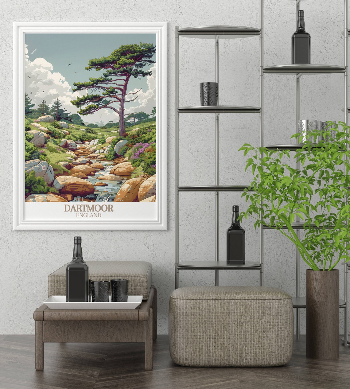 Dartmoor England Pine Stream Rocky Moorland Valley Scenic Poster - Image 2