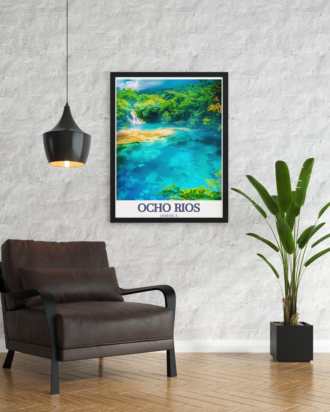 Blue Hole Ocho Rios Jamaica Turquoise Lagoon Falls Travel Poster - Image 3