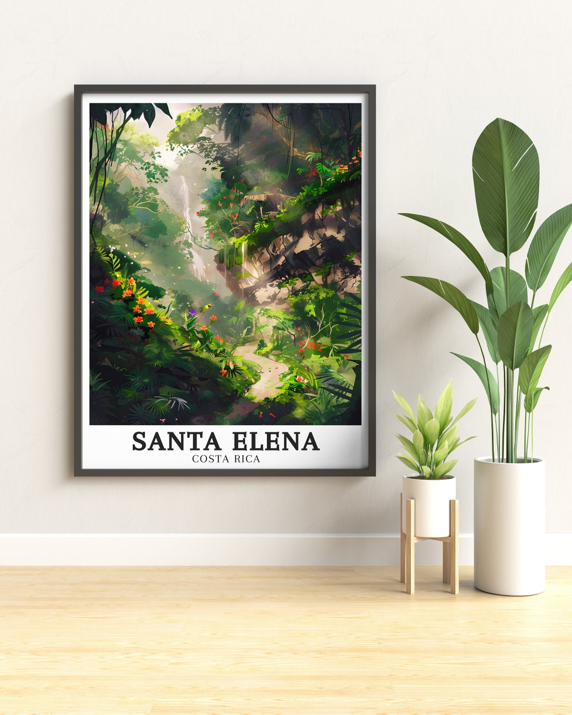 Santa Elena Cloud Forest Waterfall Misty Jungle Trail Travel Poster - Image 3
