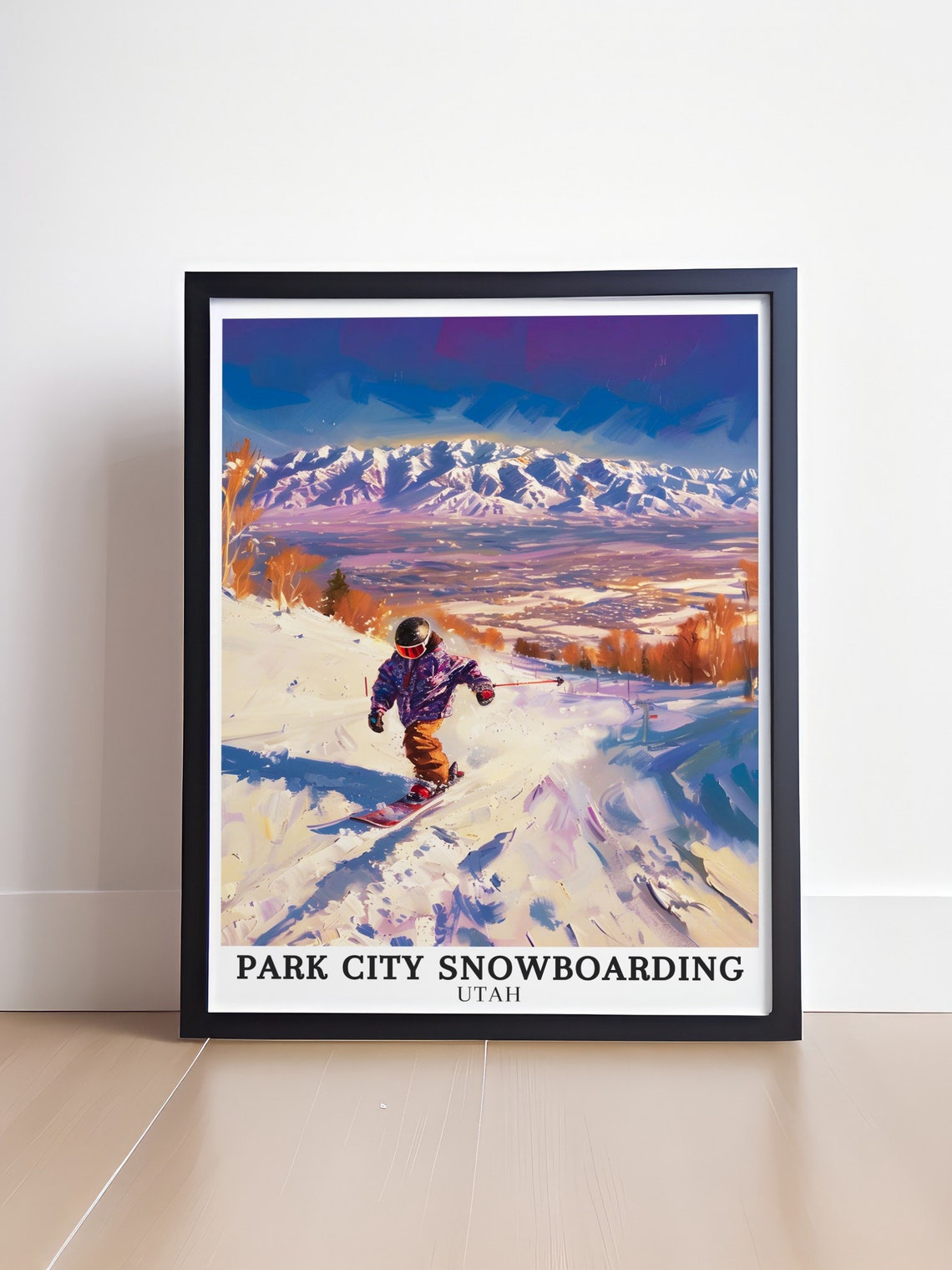Park City Snowboarding Utah Sunrise Descent Wasatch View Poster - Image 4