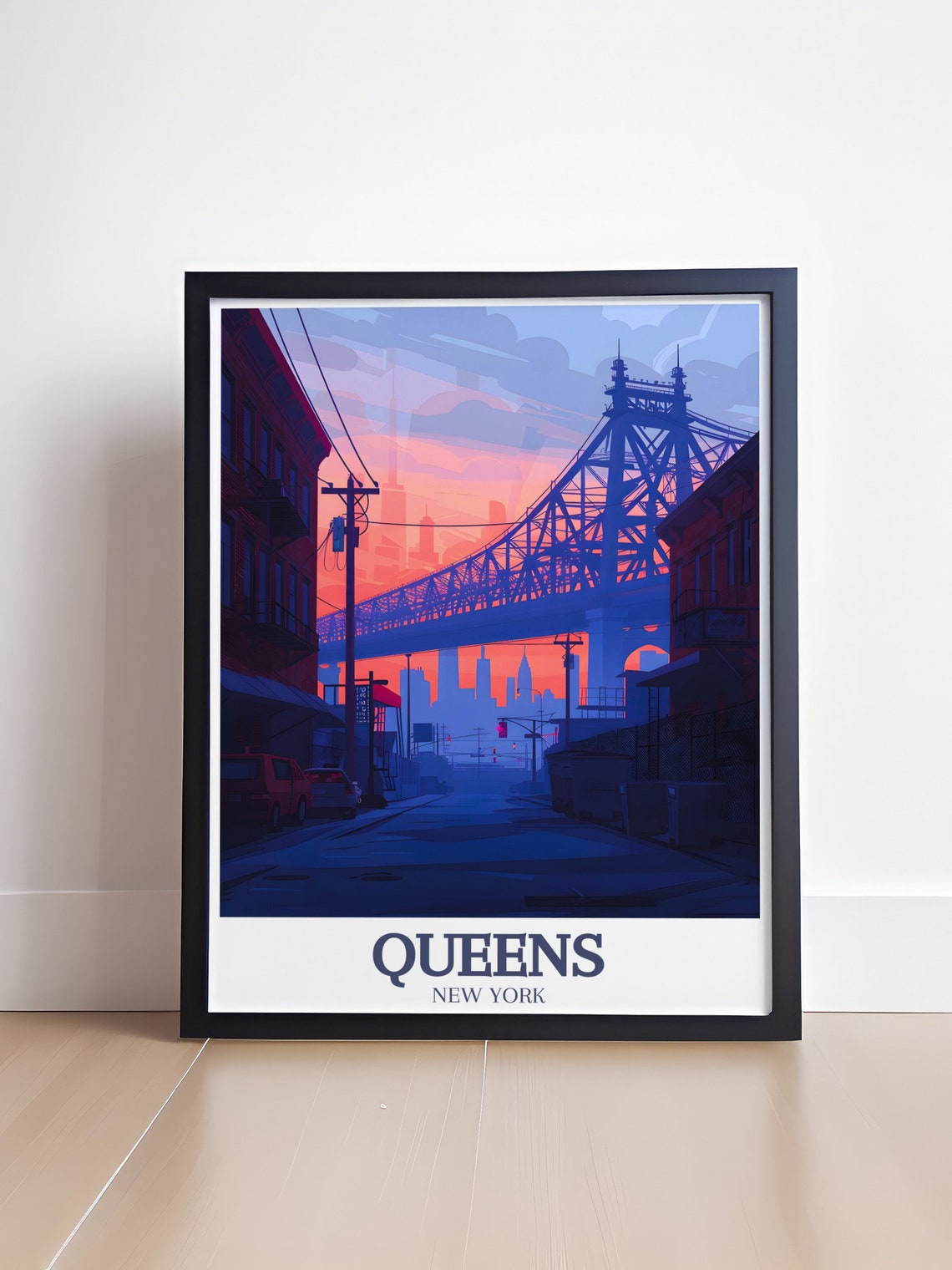 Queensboro Bridge at Sunset Viewed from Queens Streets Poster - Image 4