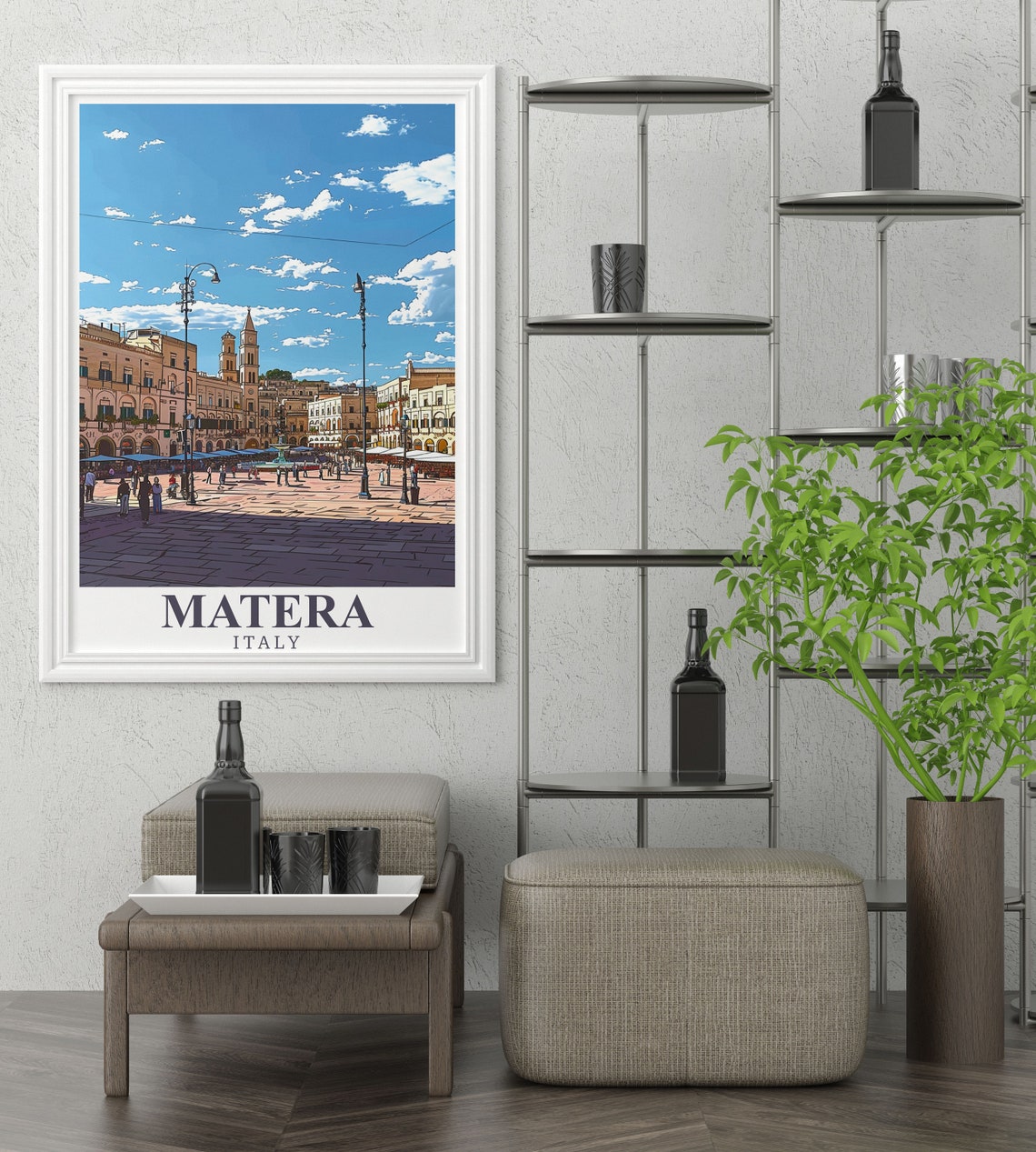 Matera Italy Piazza Vittorio Veneto Cathedral Square Travel Poster - Image 3