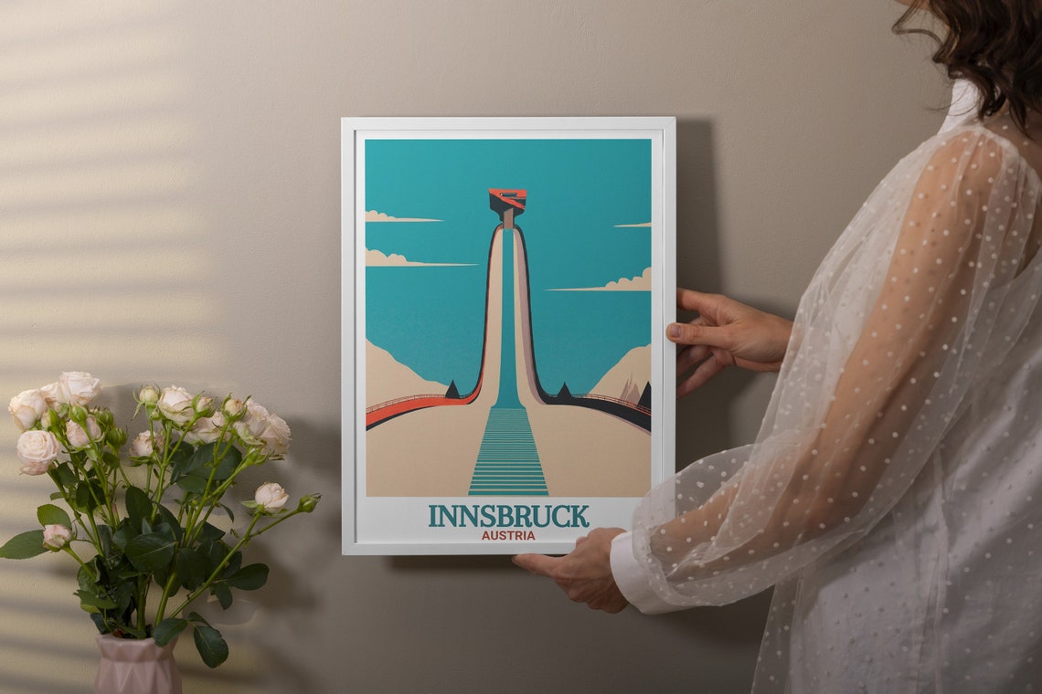 Innsbruck Austria Bergisel Ski Jump Minimalist Geometric Poster - Image 3
