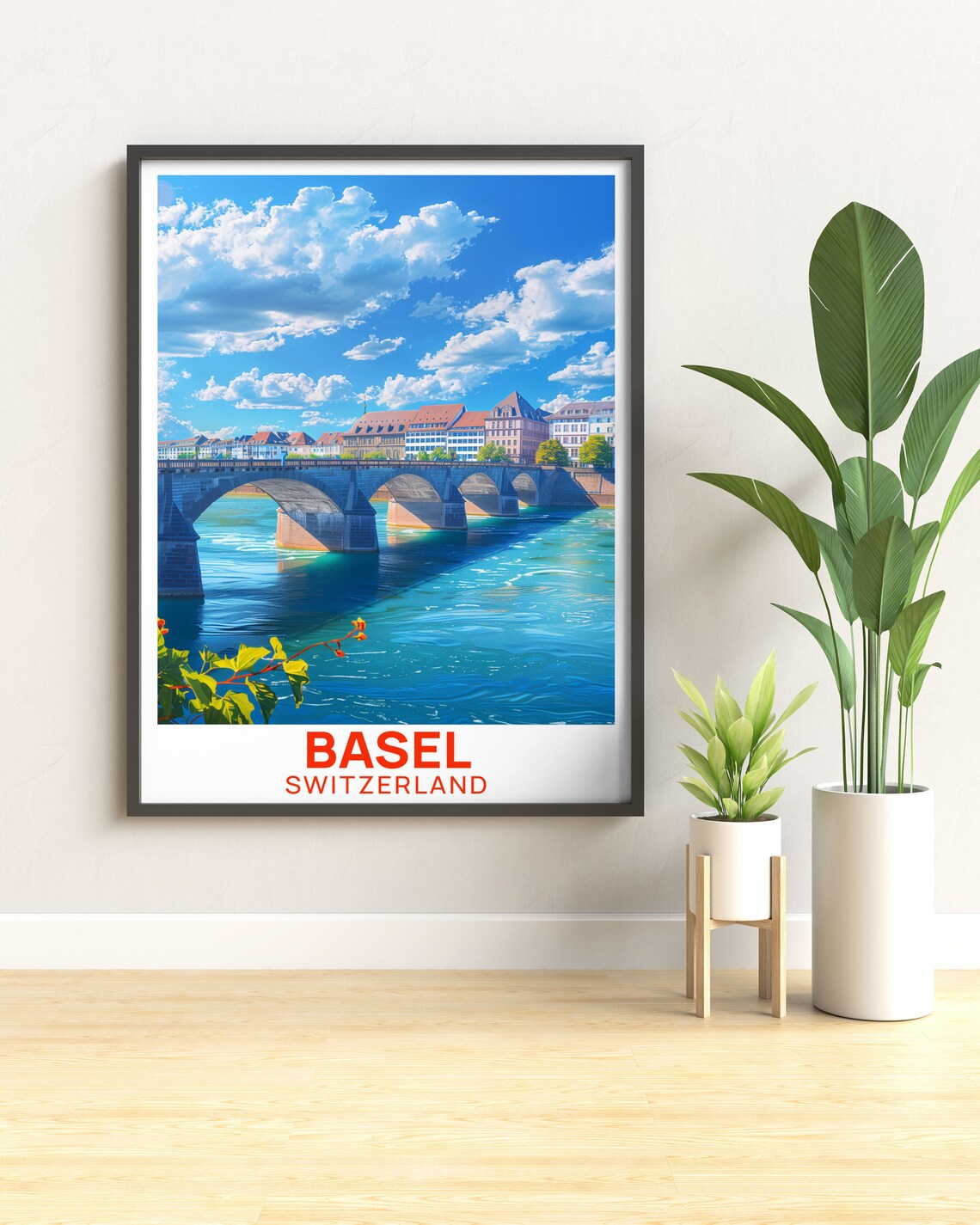 Basel Switzerland Middle Bridge Rhine River Historic City Poster - Image 3
